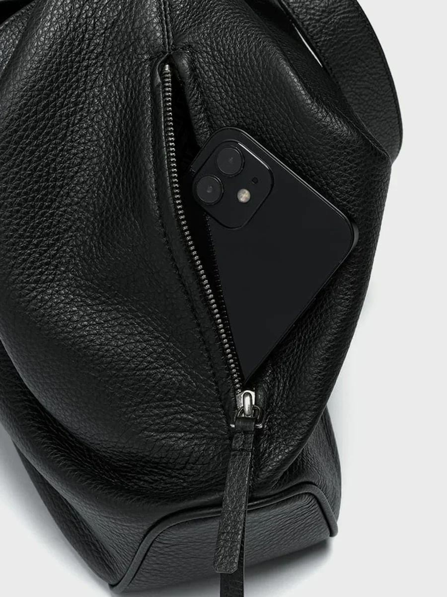 Pebbled Top-Grain Leather Hobo Bag - Image 4