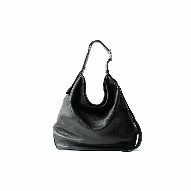 Pebbled Top-Grain Leather Hobo Bag - Image 7