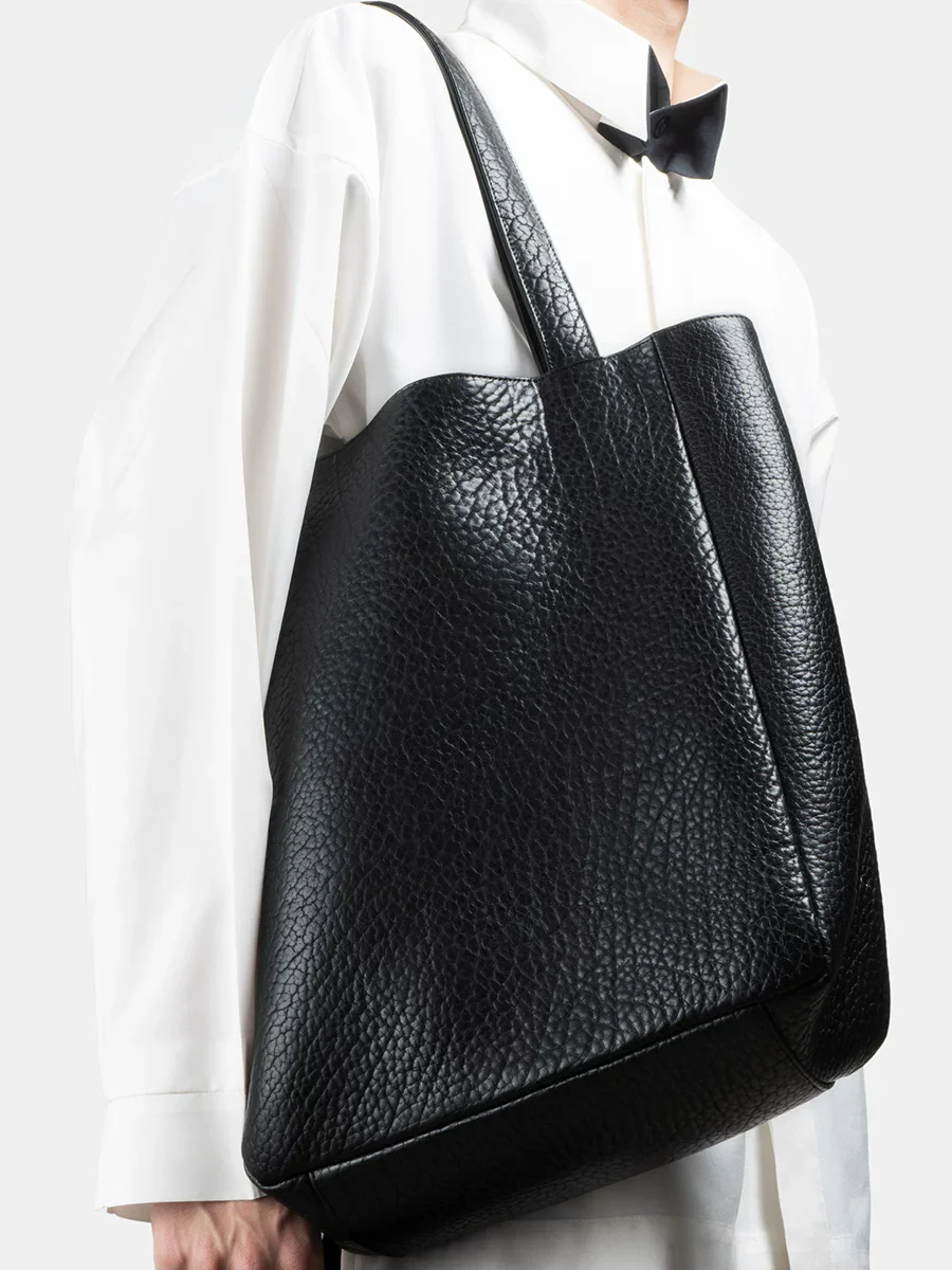 Pebbled Top-Grain Leather Vertical Tote - Image 3