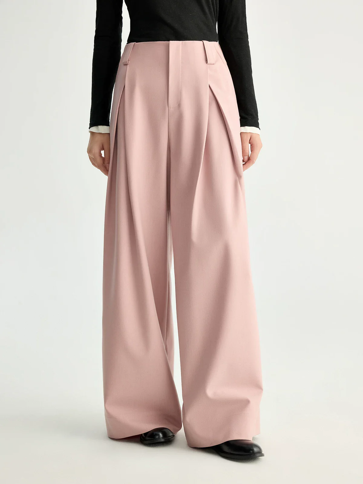 Peony Wool Pleated Wide-Leg Trousers - Image 4