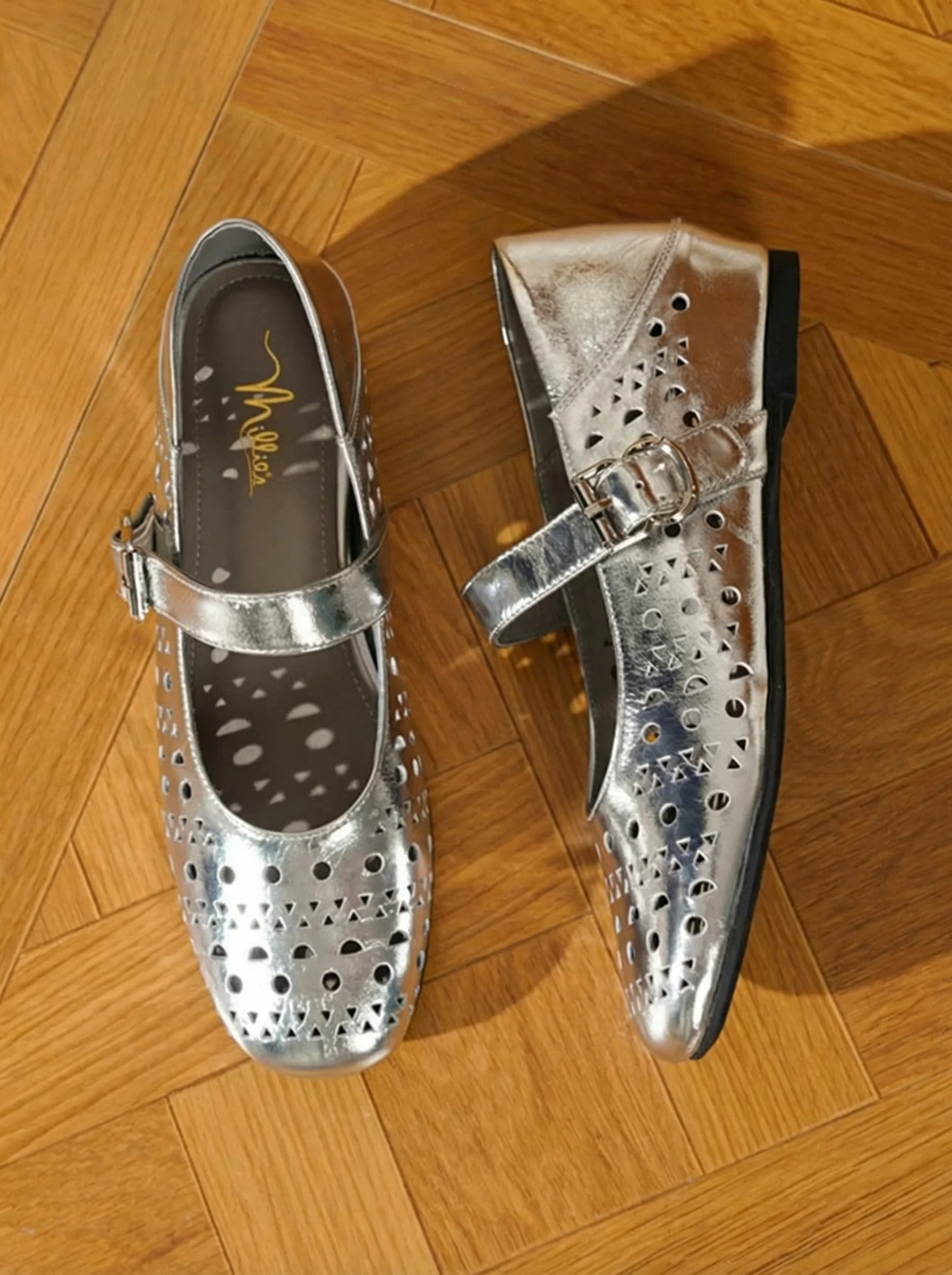Perforated Leather Mary Jane Flats - Image 6