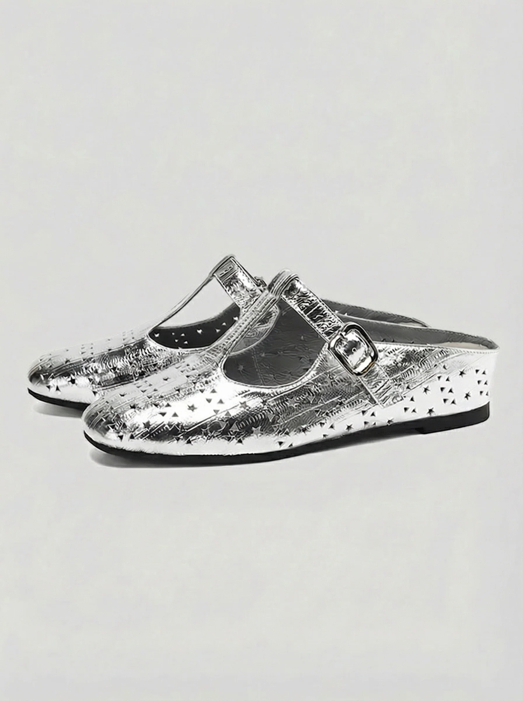 Perforated T-strap Mary Jane Mules - Image 5