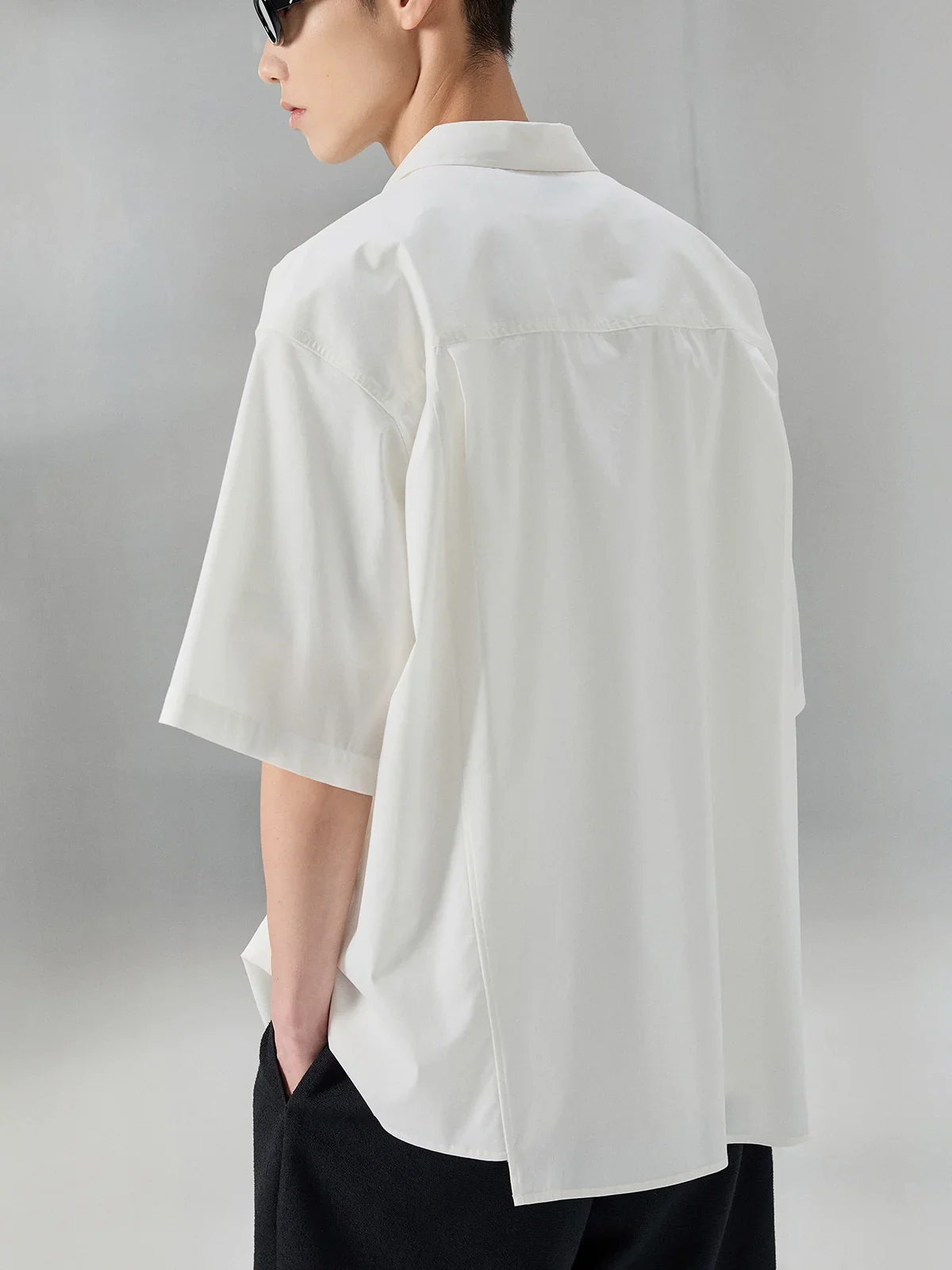 Pima Cotton Blend Narrow Square-Collar Shirt - Image 4