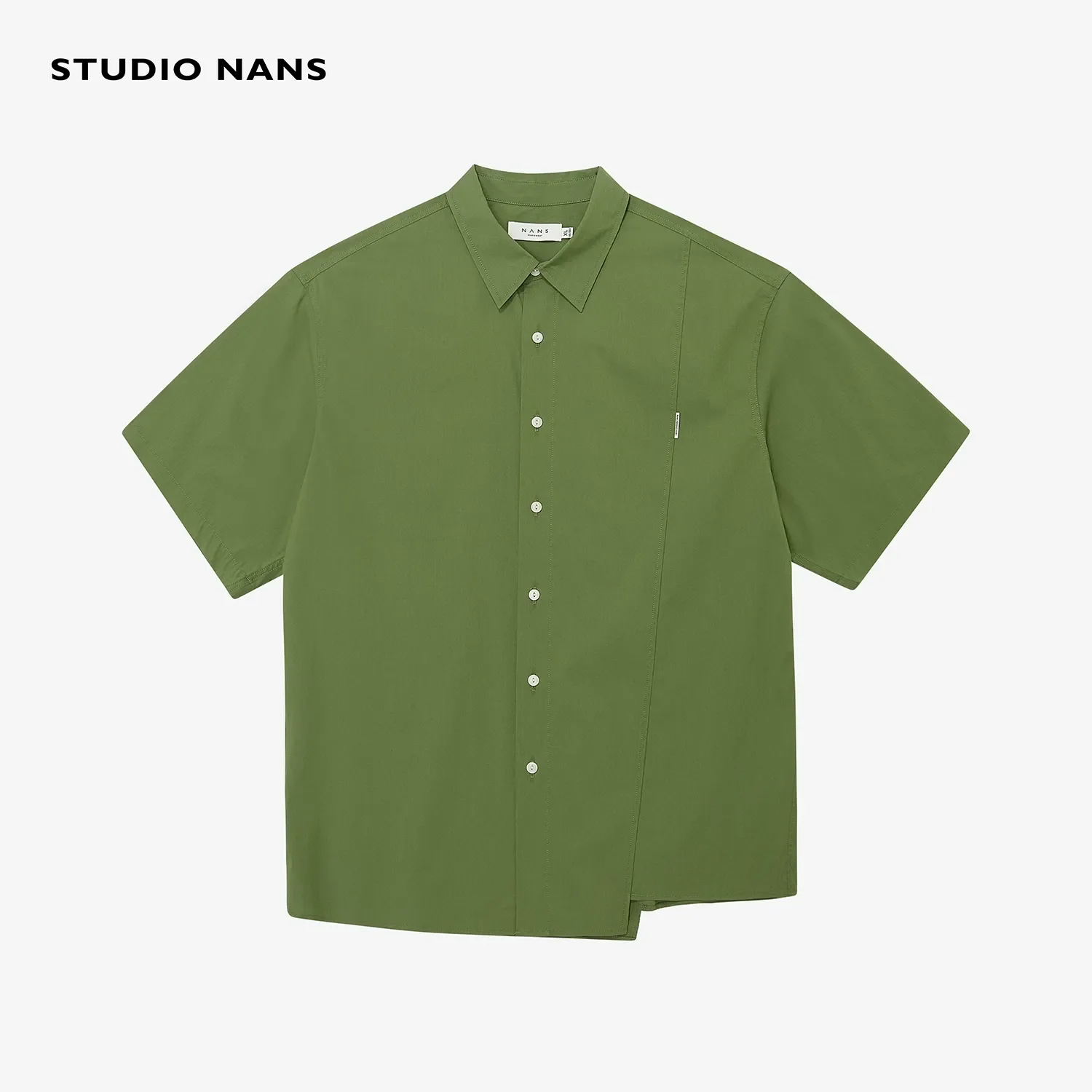 Pima Cotton Blend Narrow Square-Collar Shirt - Image 8