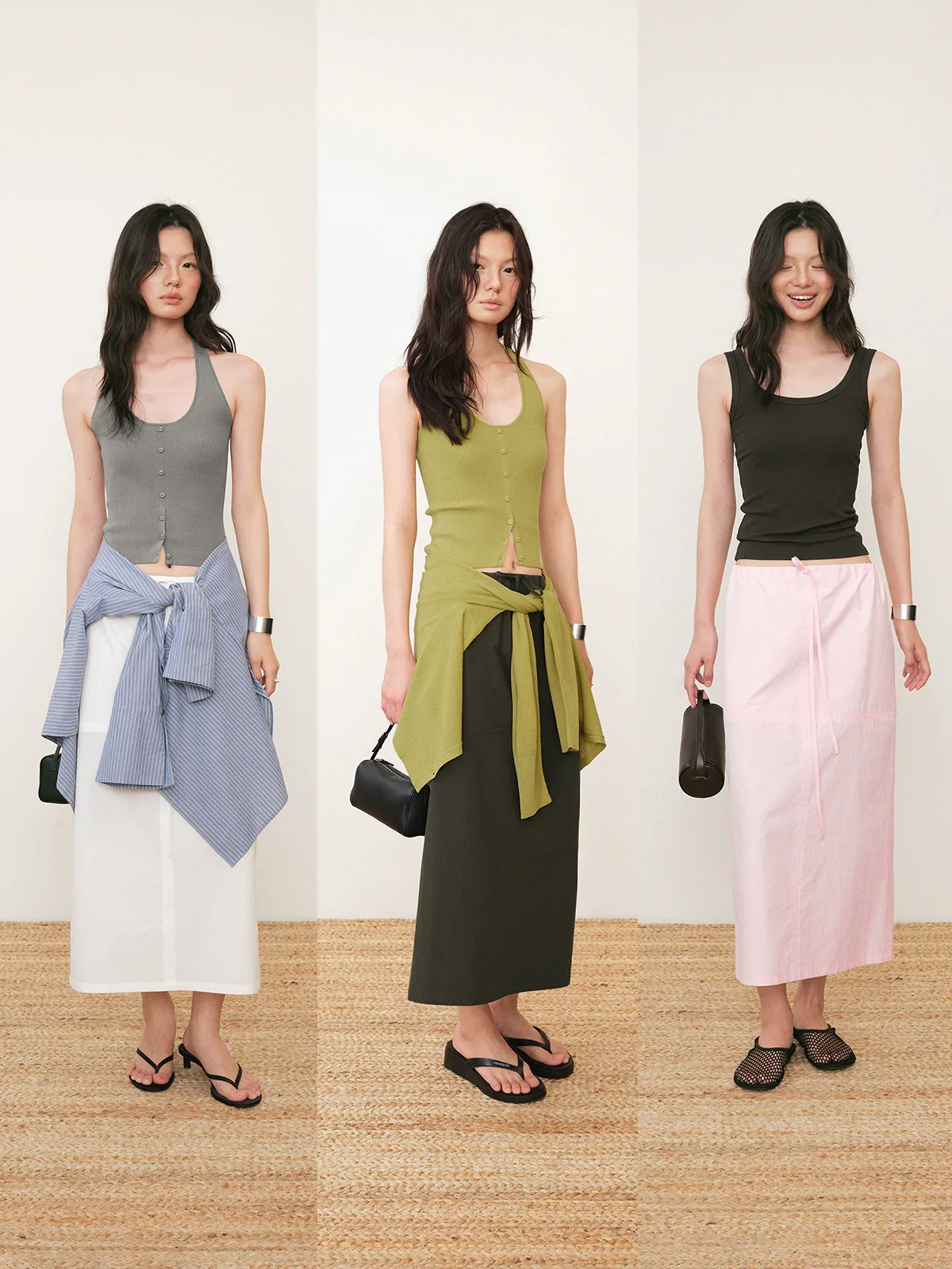 Pima Cotton Drawstring Column Skirt