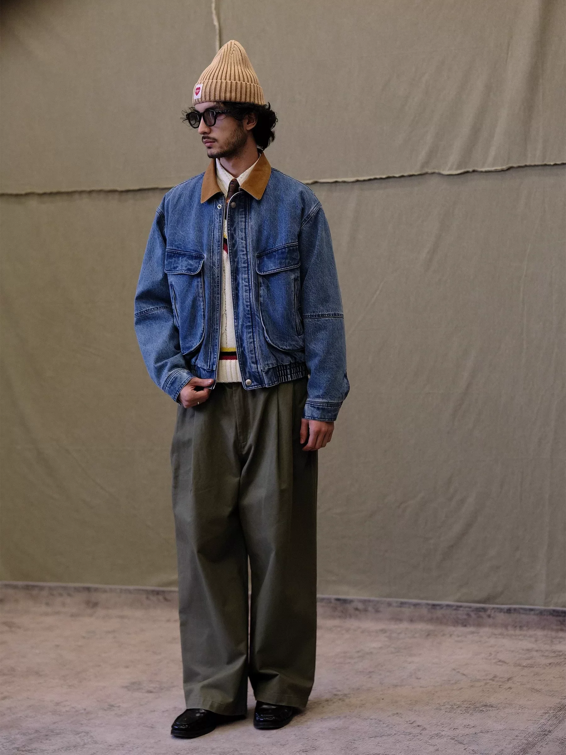 Pima Cotton Wide-Leg Pleated Trousers - Image 4