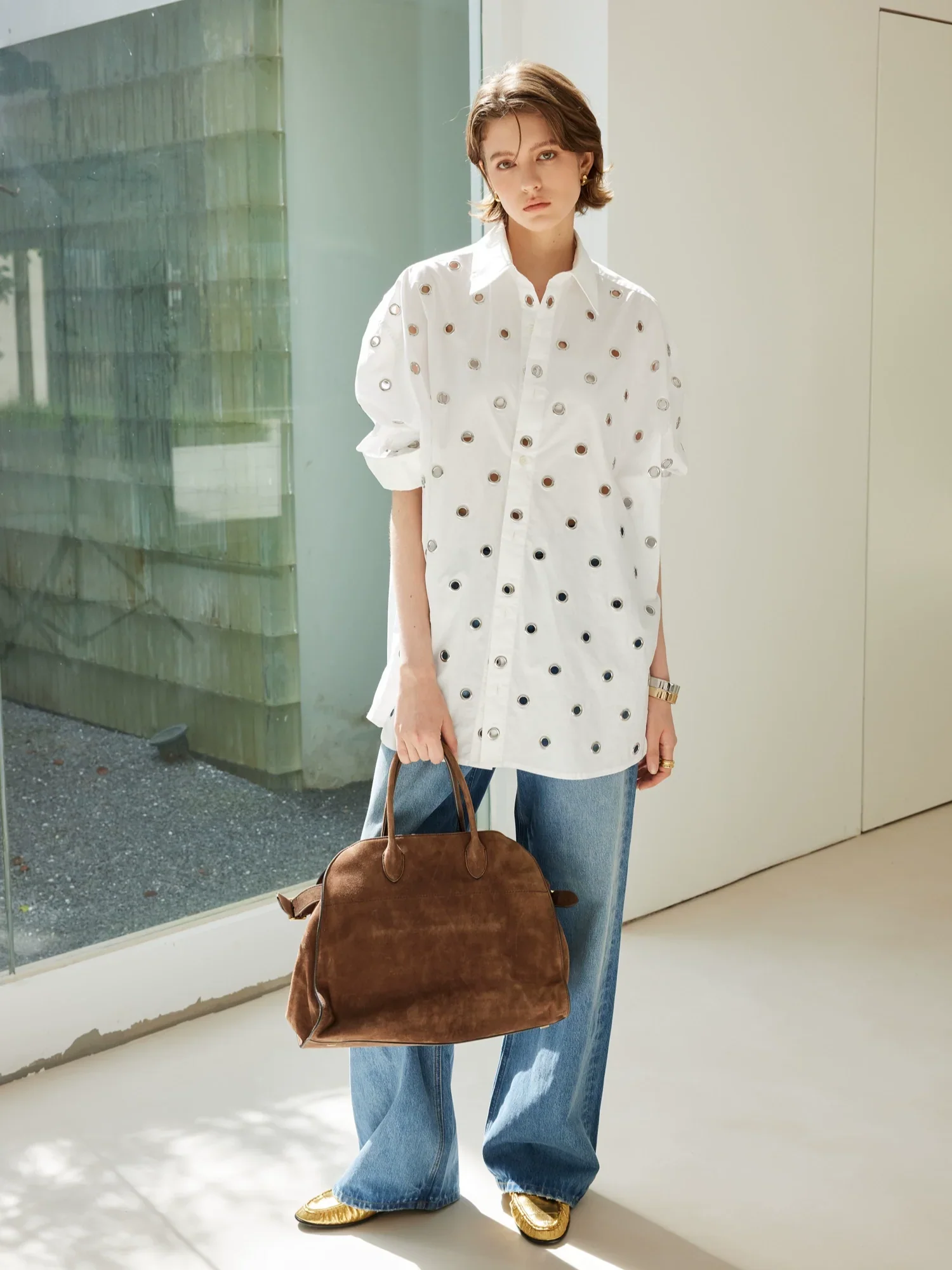 Pima Poplin Oversized Shirt - Image 2
