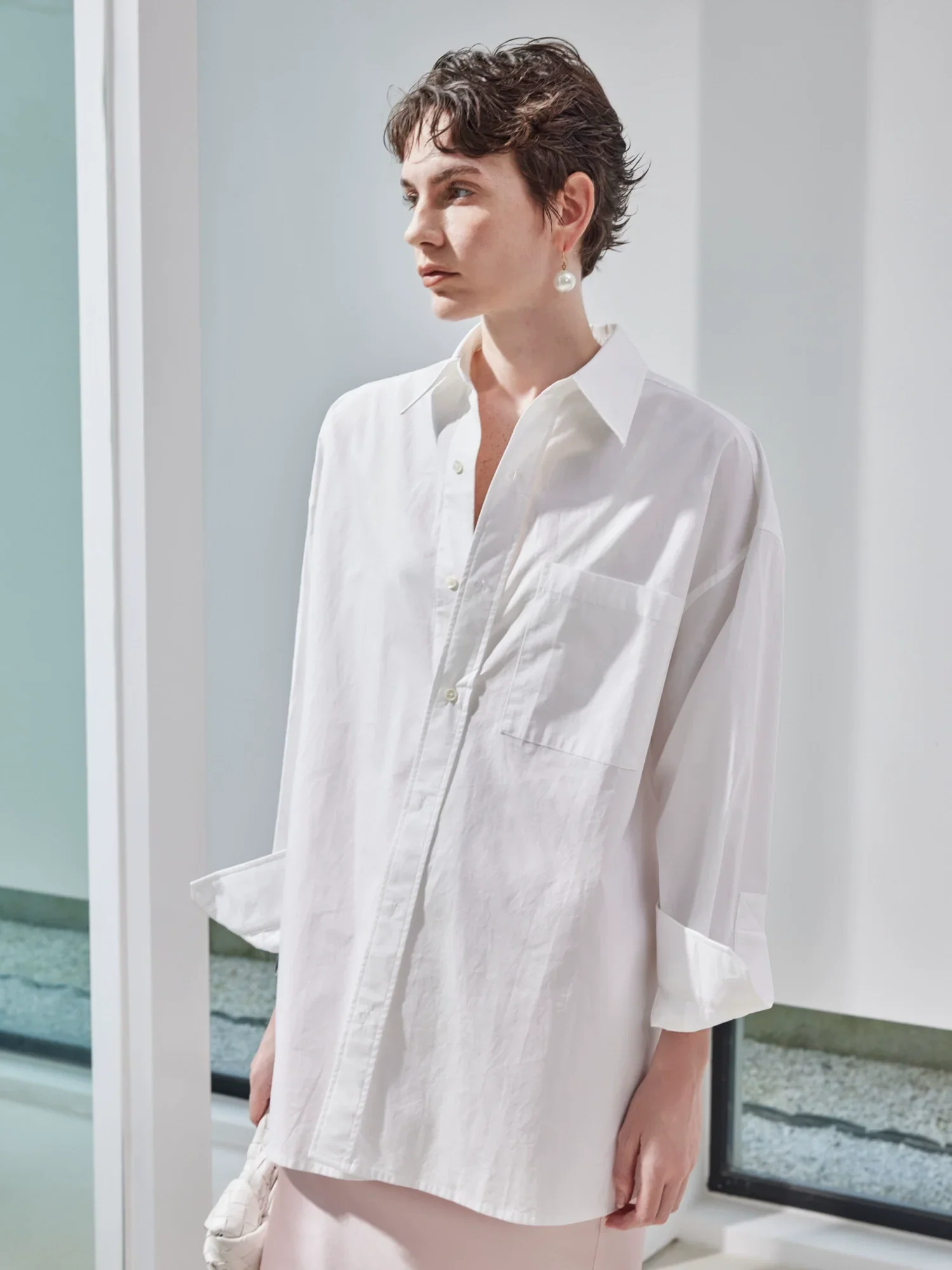 Pima Poplin Oversized Shirt - Image 4