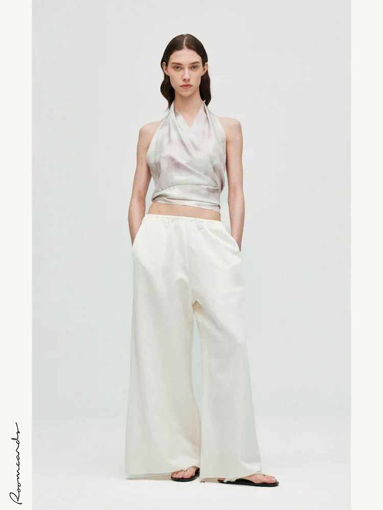 Pink Floral Mulberry Silk Halter Top - Image 3