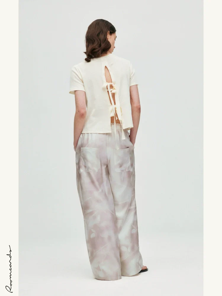 Pink Mulberry Silk Printed Trousers - Image 4