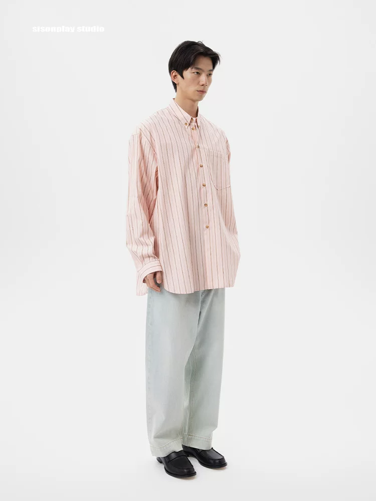 Pink Striped Oversized Shirt - Image 4