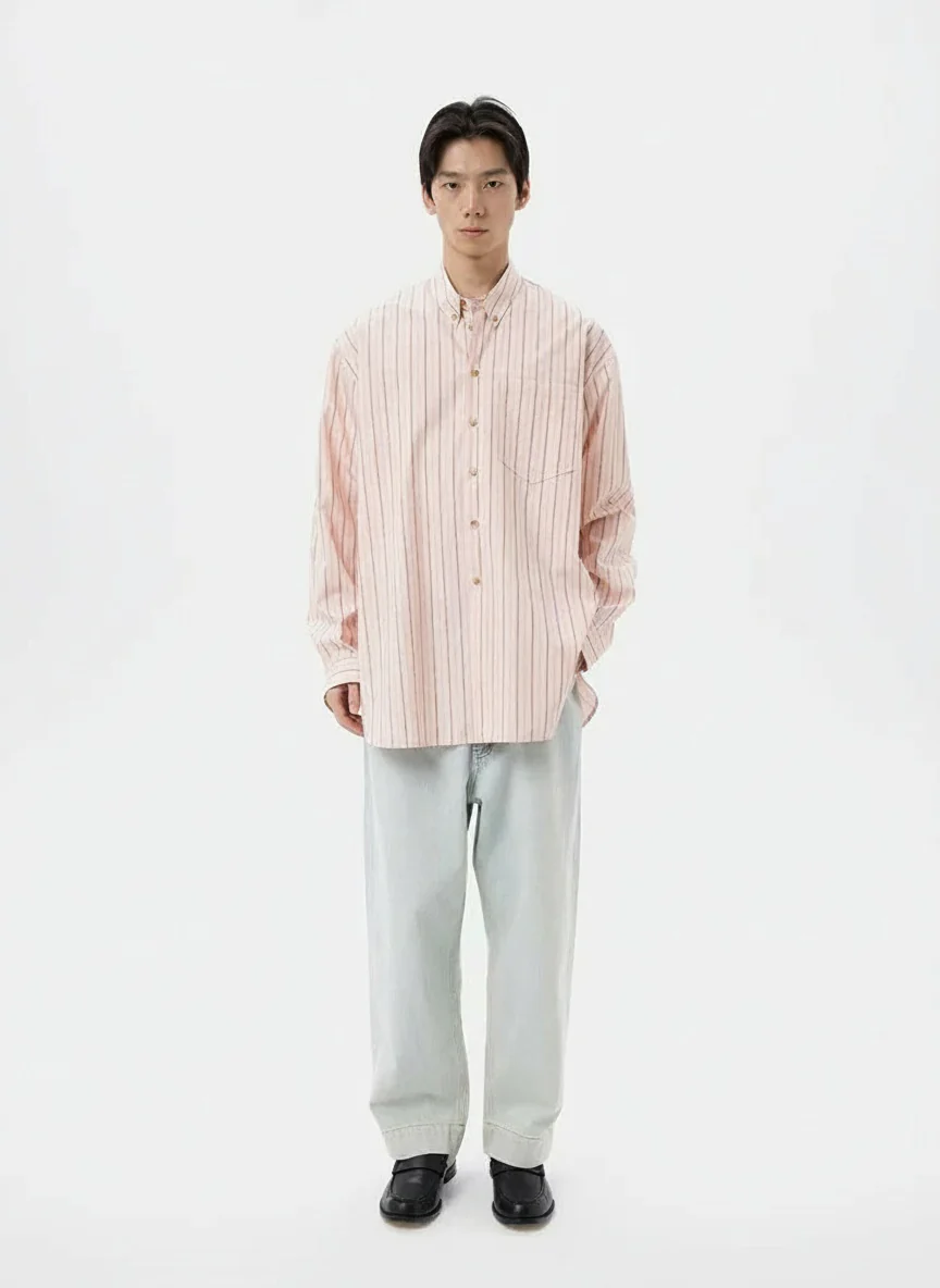 Pink Striped Oversized Shirt - Image 6