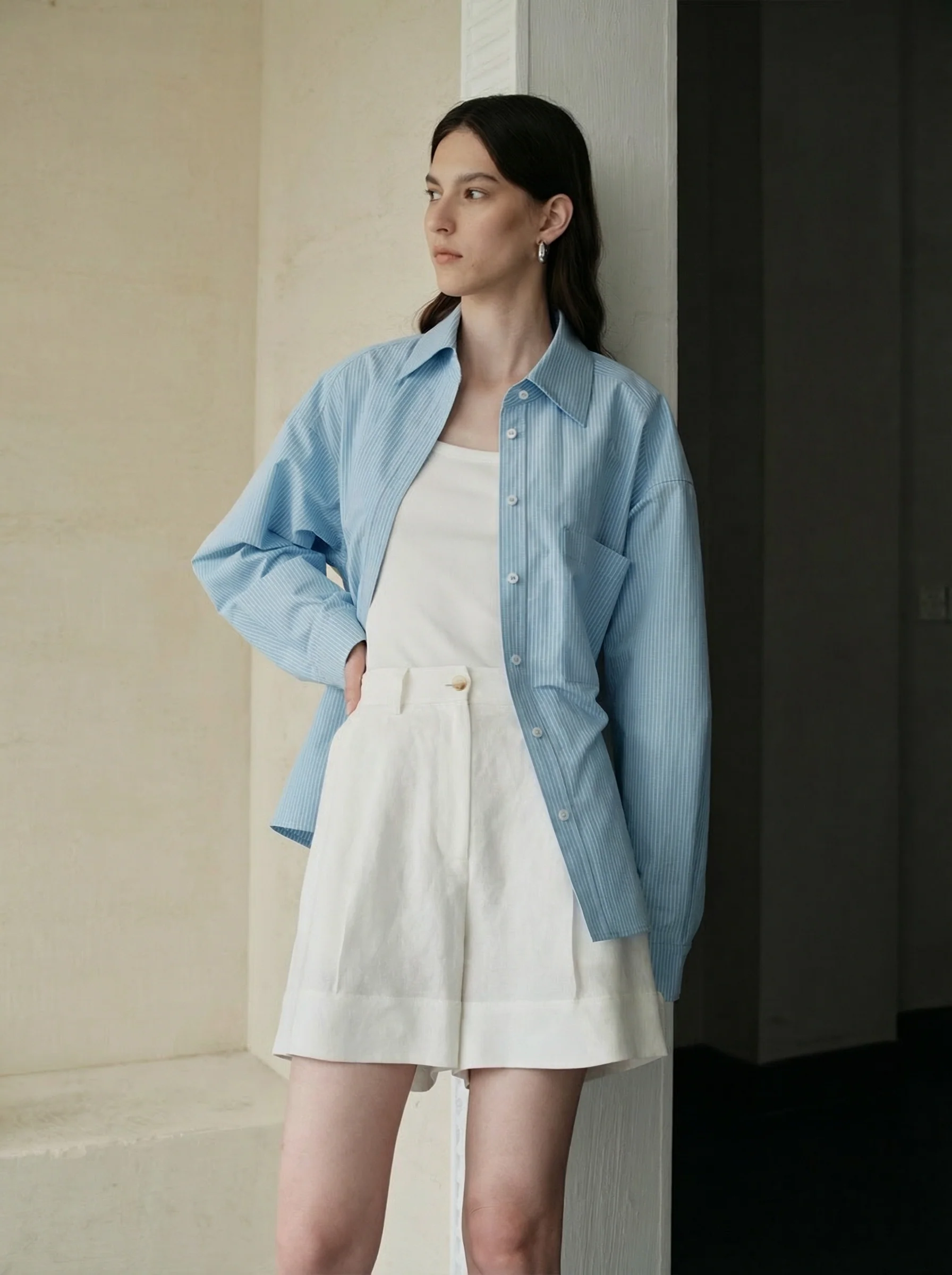 Pinstripe Belted Shirt - Image 4