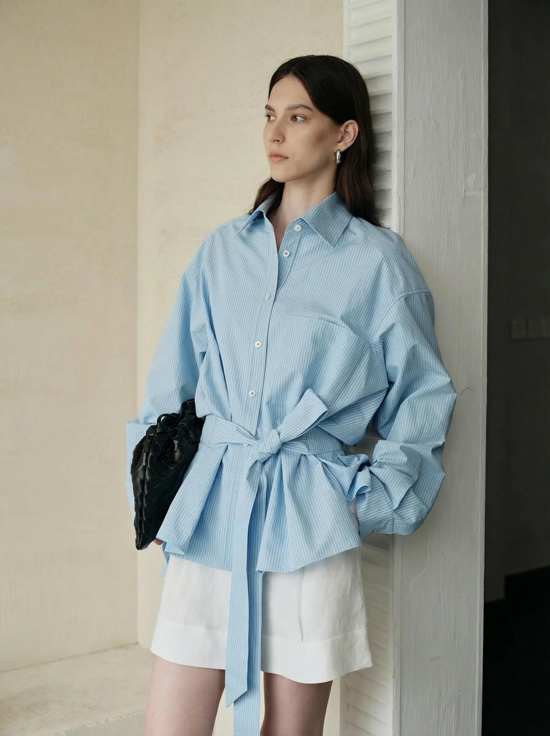 Pinstripe Belted Shirt - Image 5