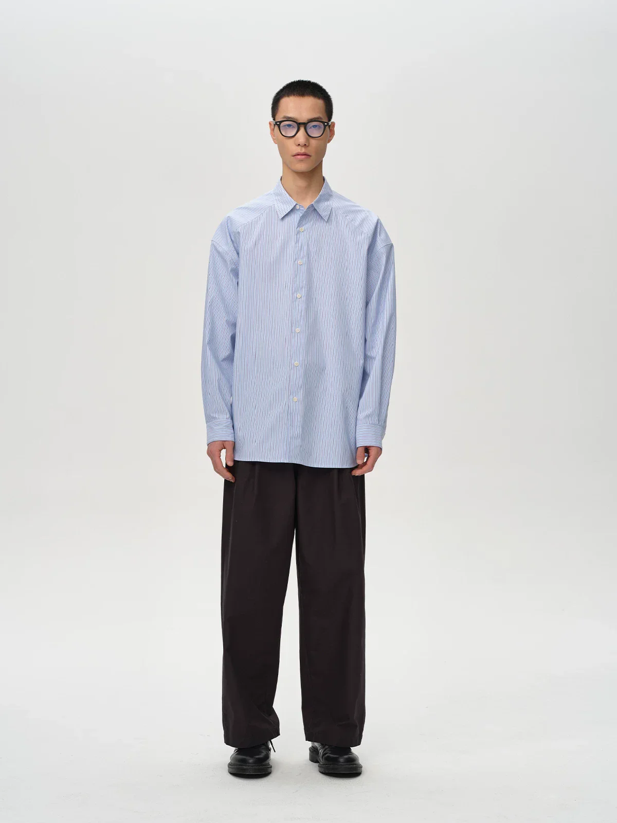 Pinstripe Cross-Yoke Oversized Shirt - Image 3