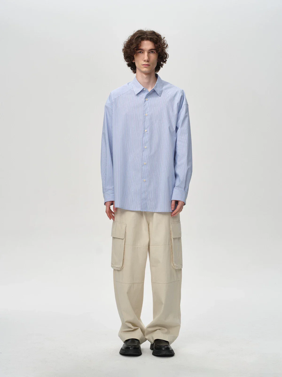 Pinstripe Cross-Yoke Oversized Shirt - Image 4
