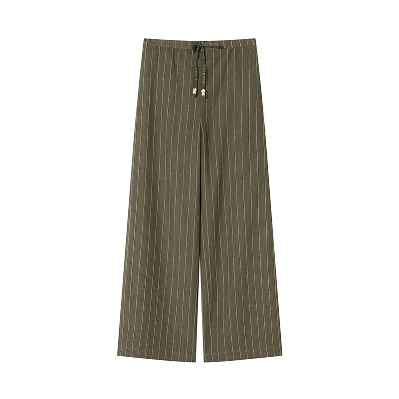 Pinstripe Linen Cami & Wide-Leg Pant Set - Image 2