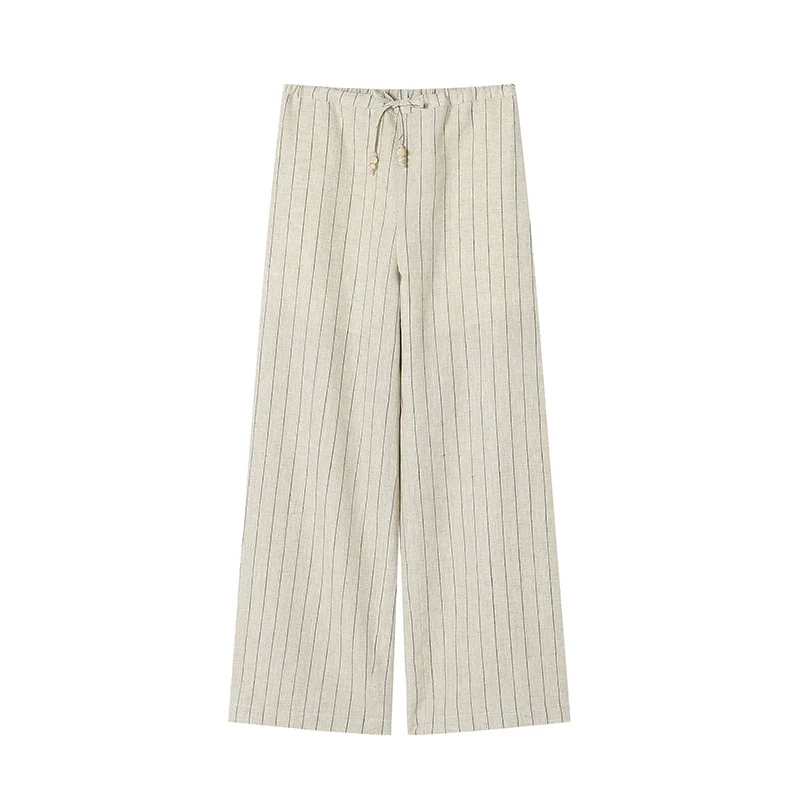 Pinstripe Linen Cami & Wide-Leg Pant Set - Image 4