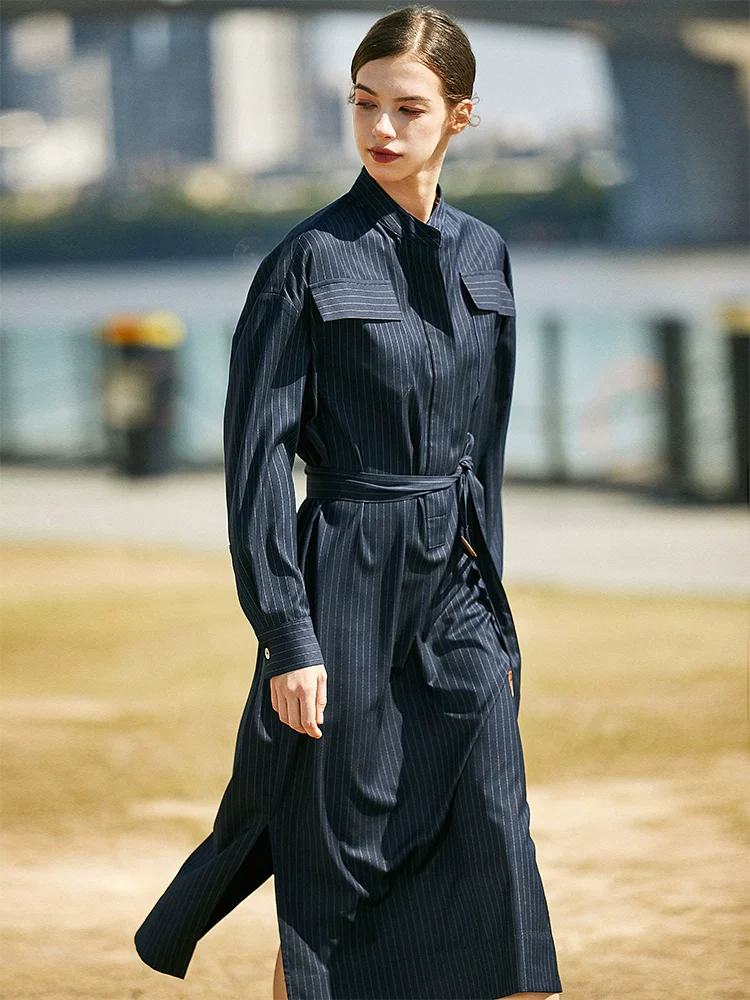 Pinstripe Midi Shirtdress