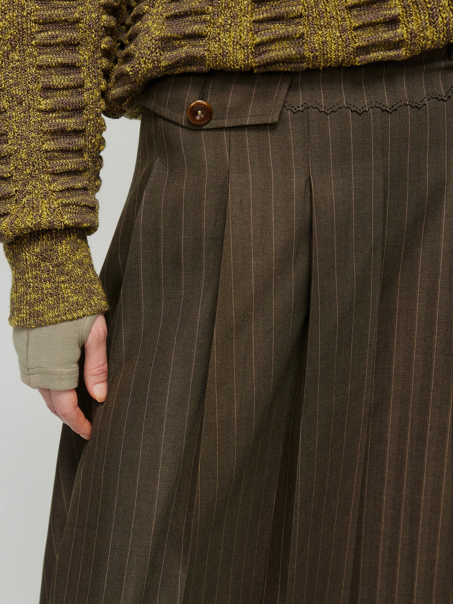 Pinstripe Pleated Midi Skirt - Image 5