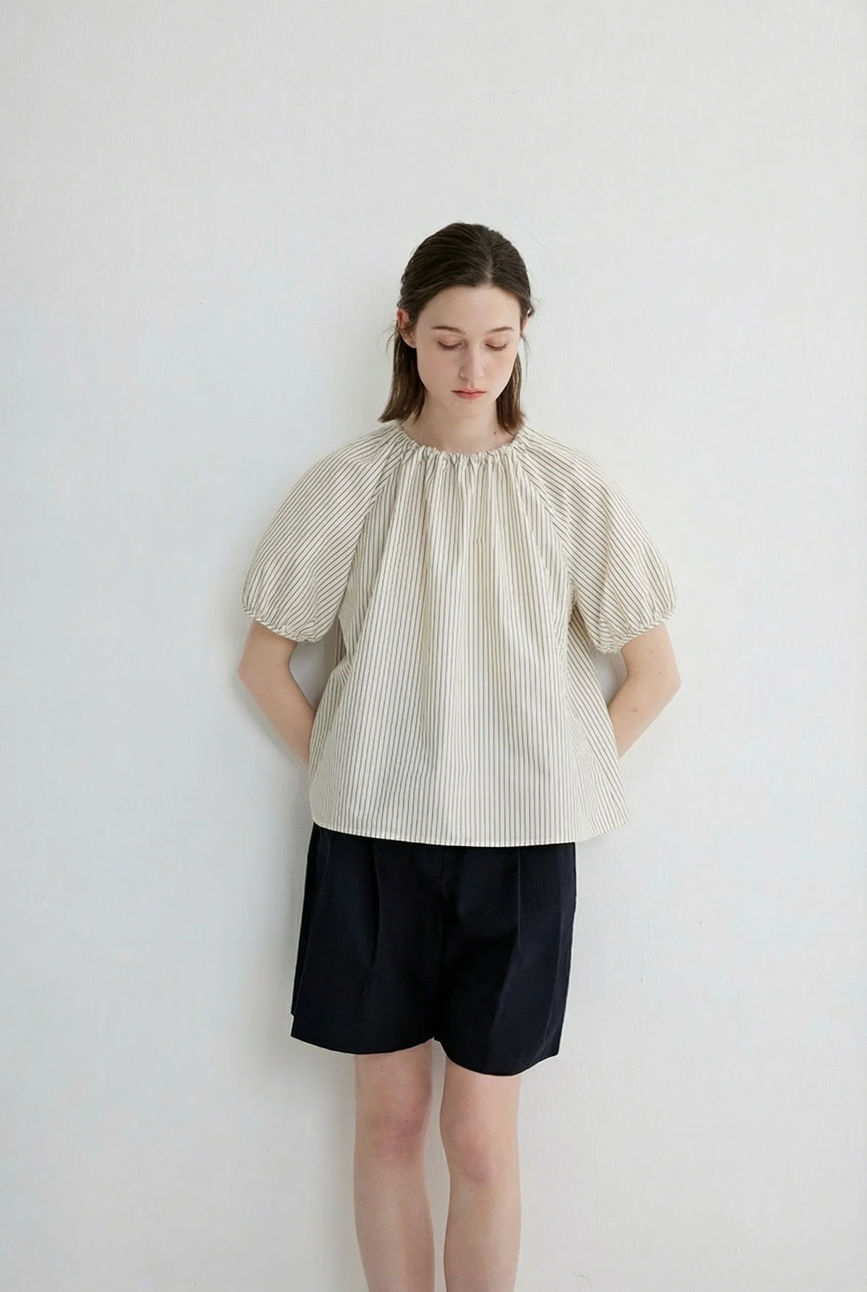 Pinstripe Puff Sleeve Top - Image 3
