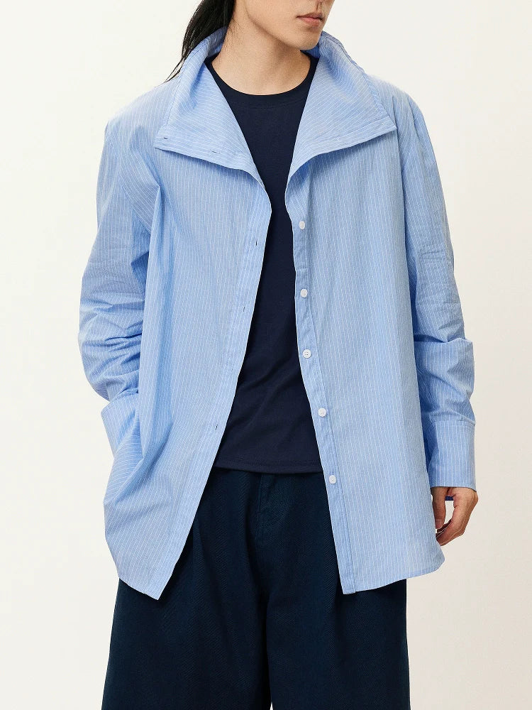 Pinstripe Stand-Collar Shirt - Image 3