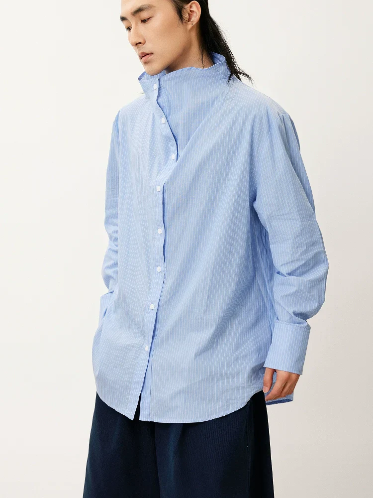 Pinstripe Stand-Collar Shirt - Image 4