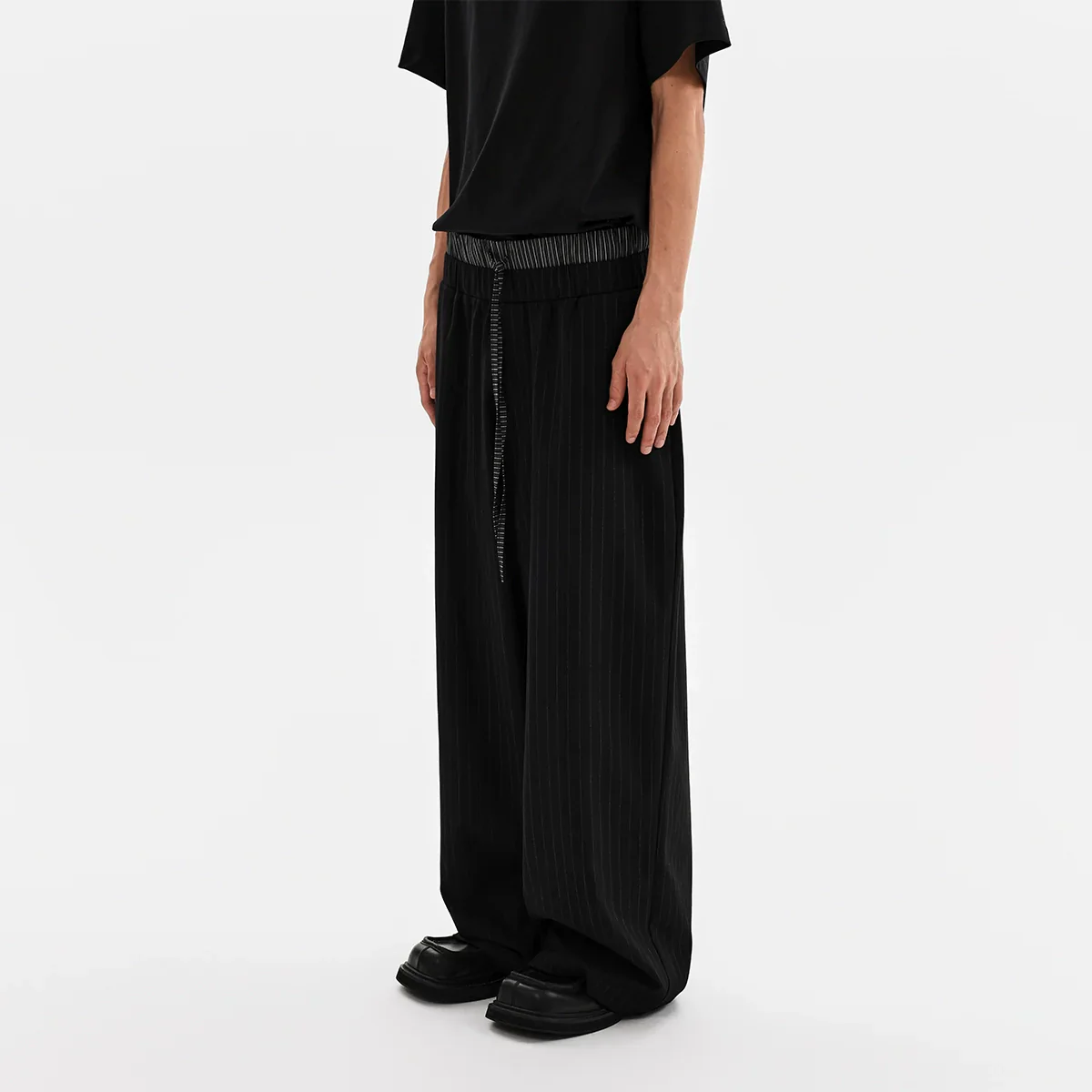 Pinstripe Wide-Leg Trousers - Image 2