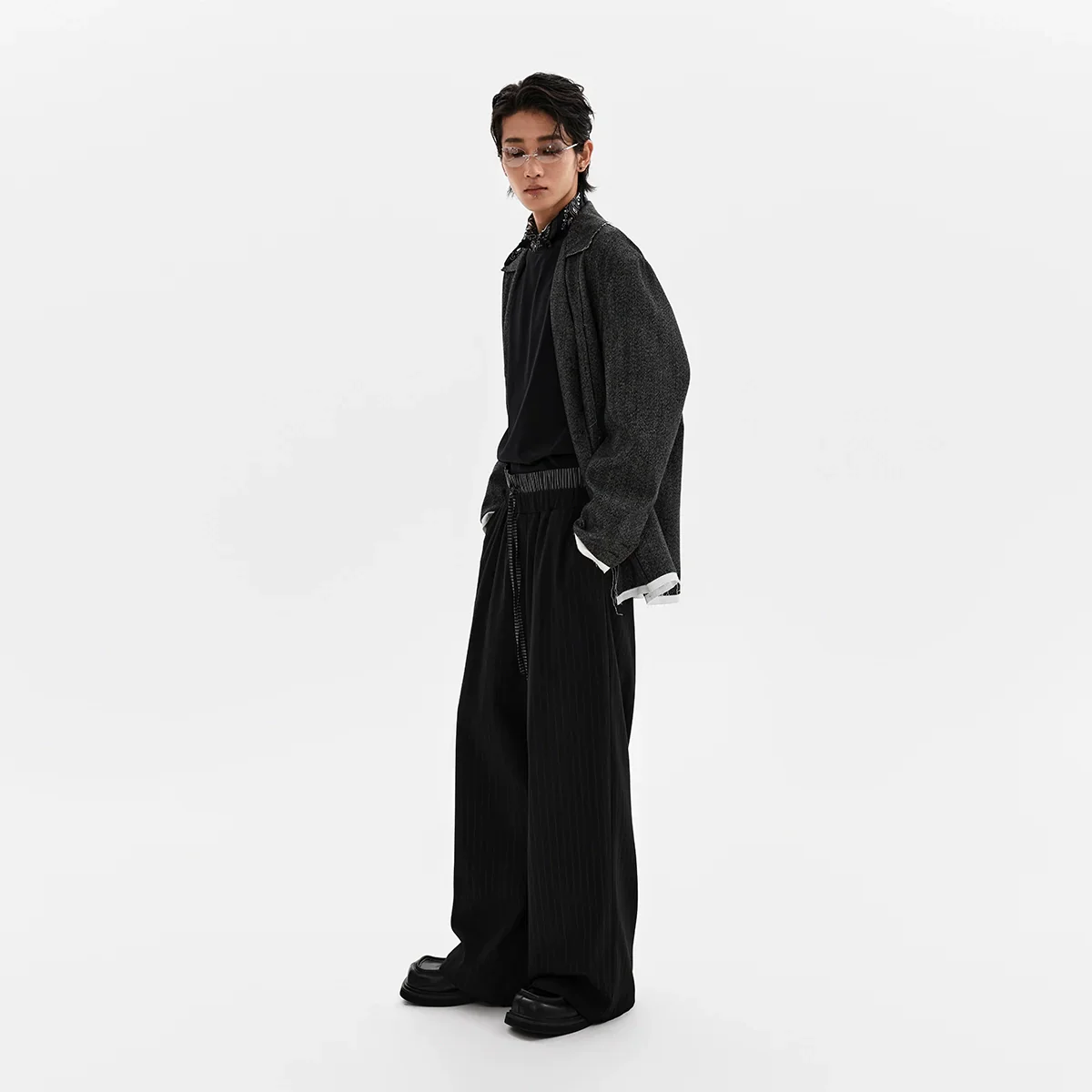 Pinstripe Wide-Leg Trousers - Image 3