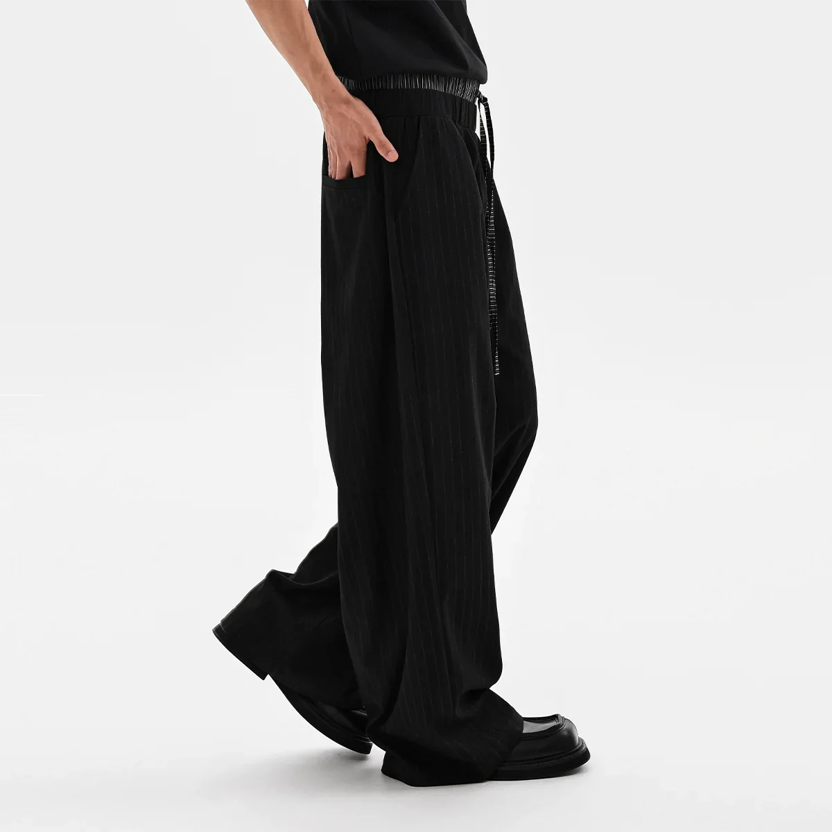 Pinstripe Wide-Leg Trousers - Image 4
