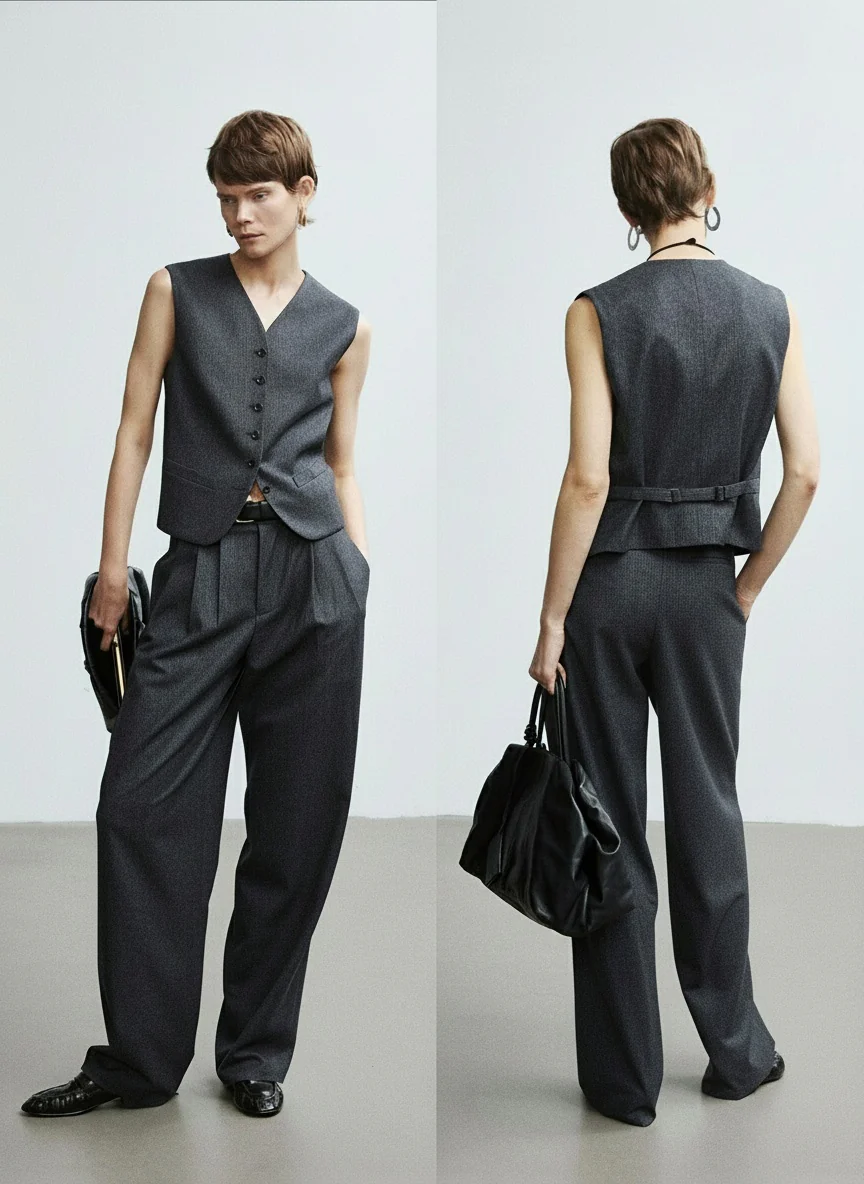 Pinstripe Wool Suit Set