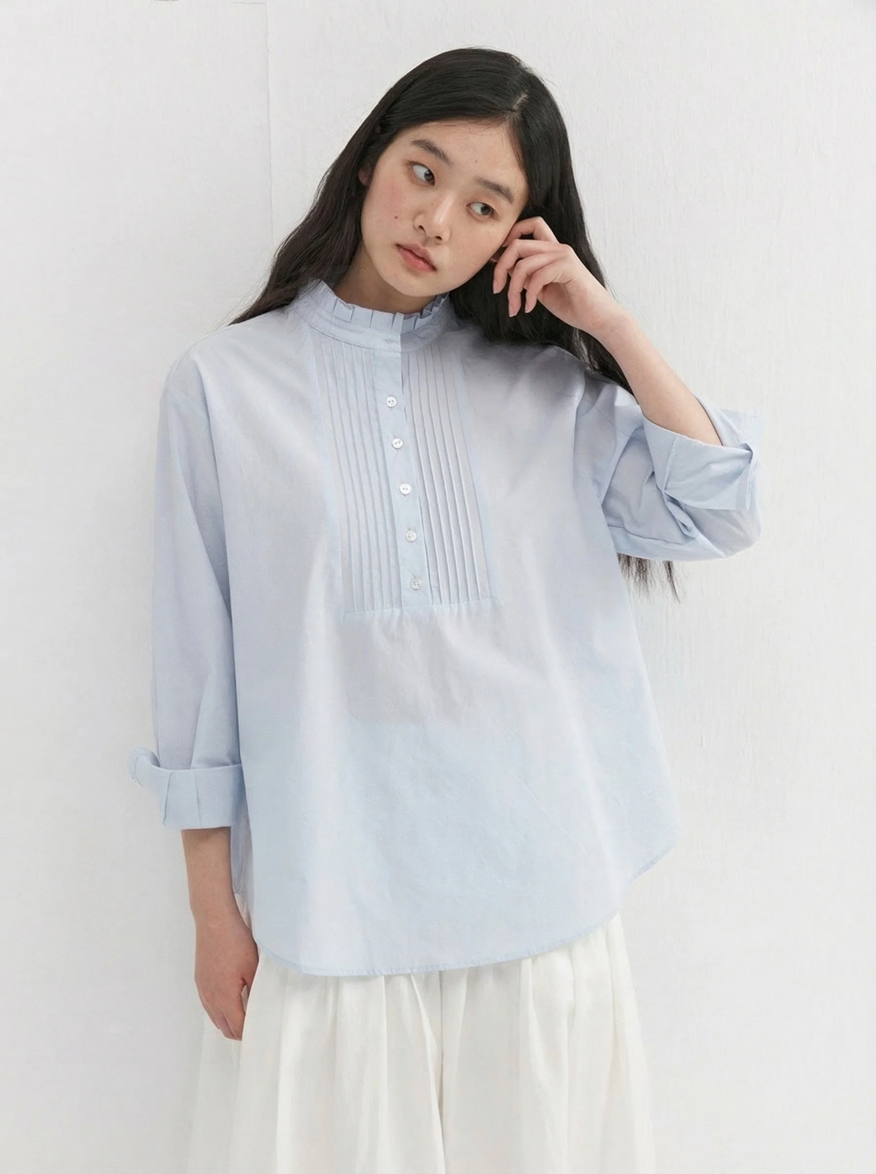 Pintuck Bib Blouse
