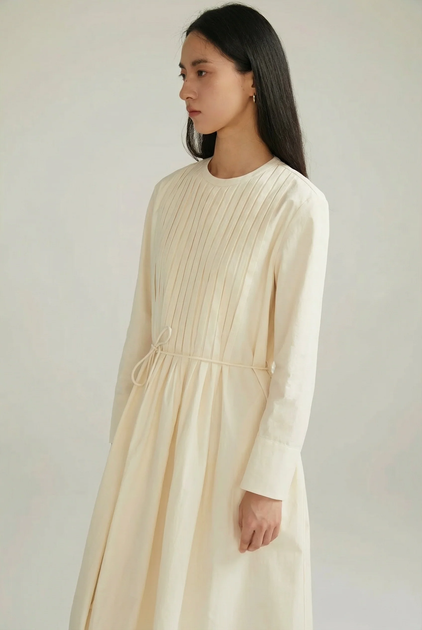 Pintuck Midi Dress