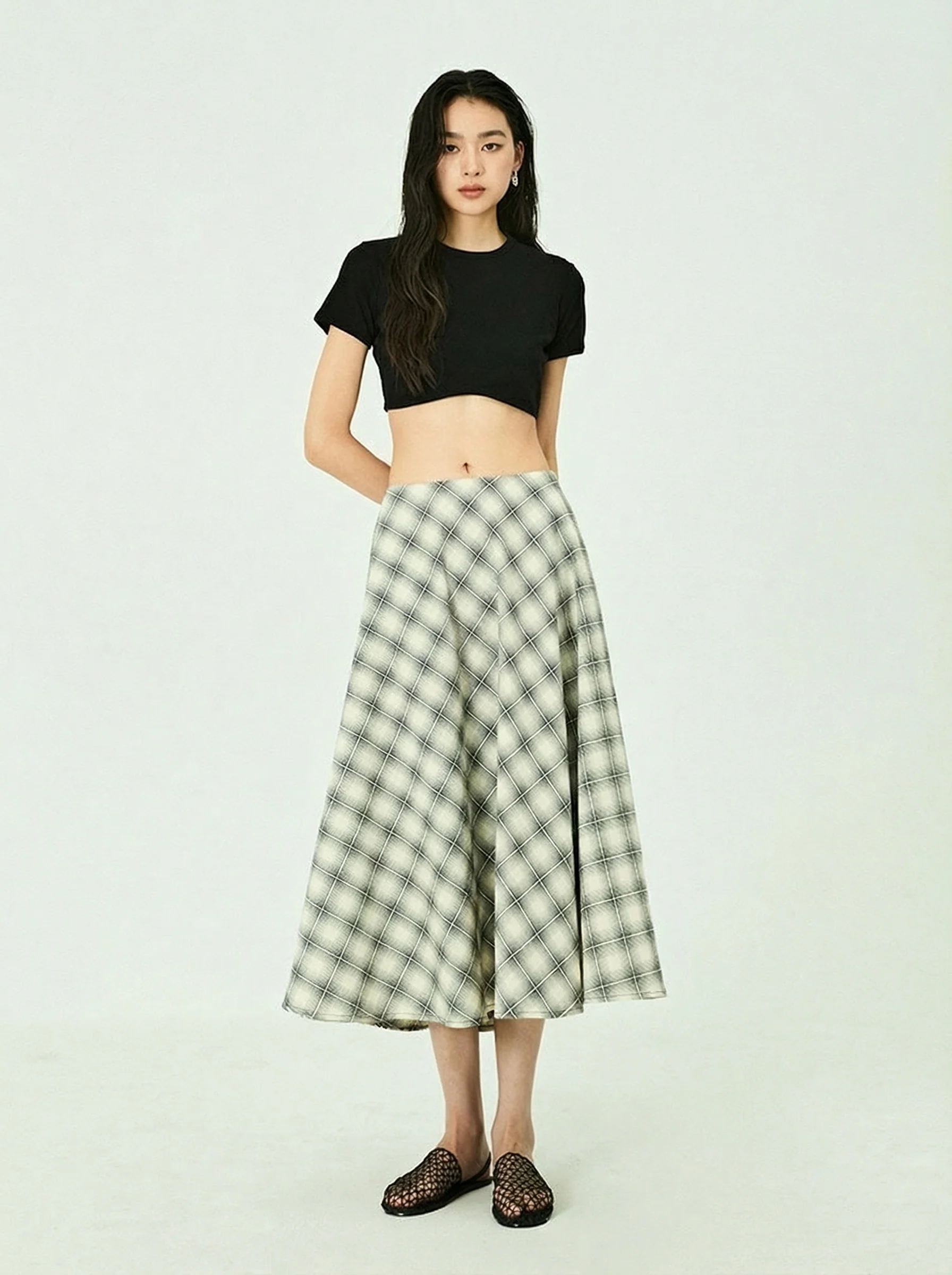 Plaid A-Line Midi Skirt - Image 3