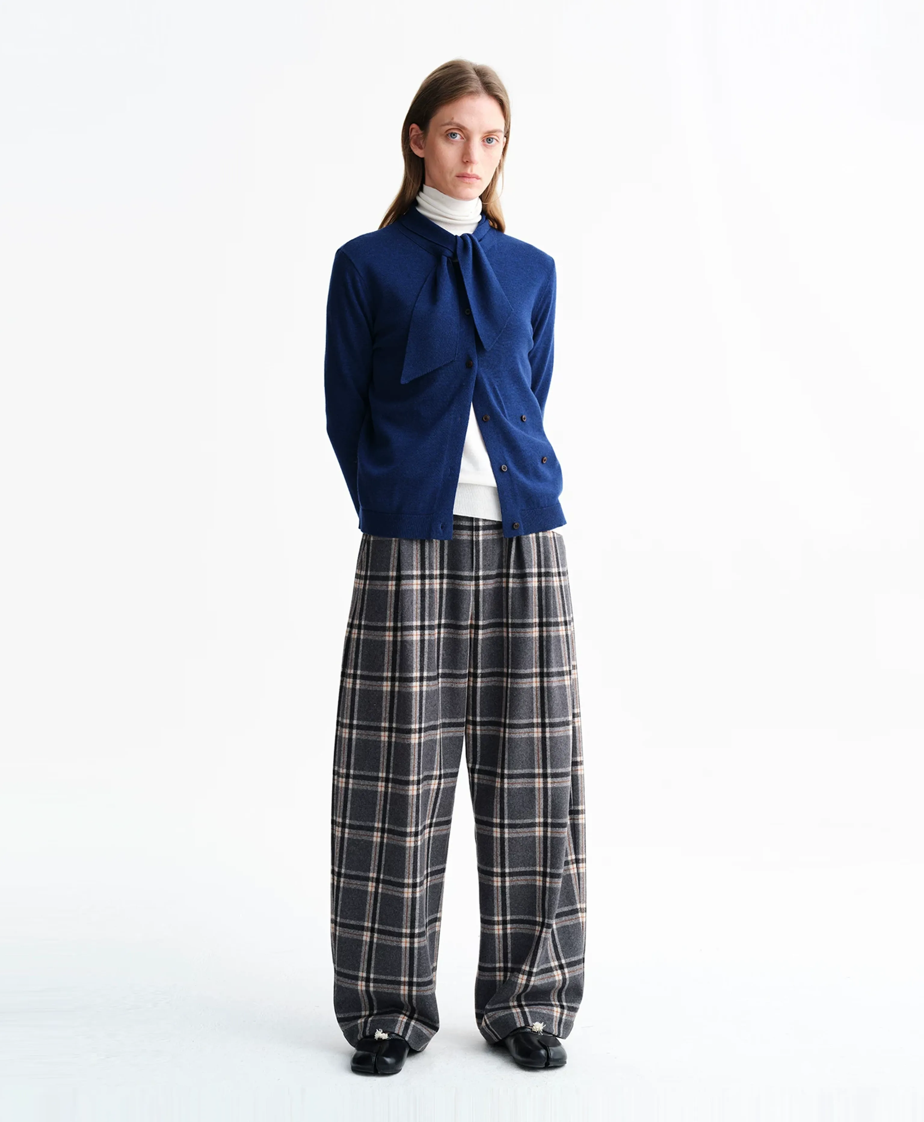 Plaid Curved-Leg Wool-Blend Trousers - Image 2