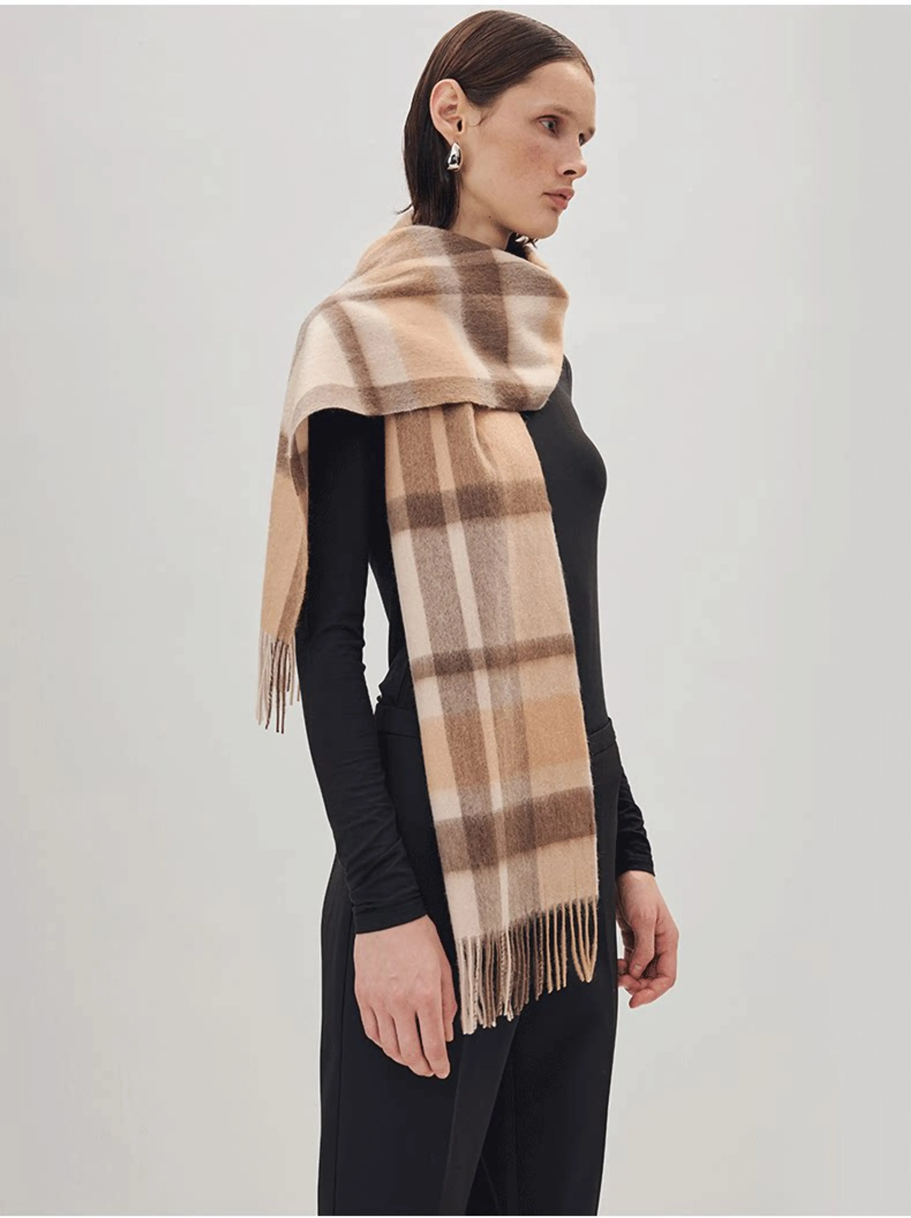 Plaid Fringe Scarf