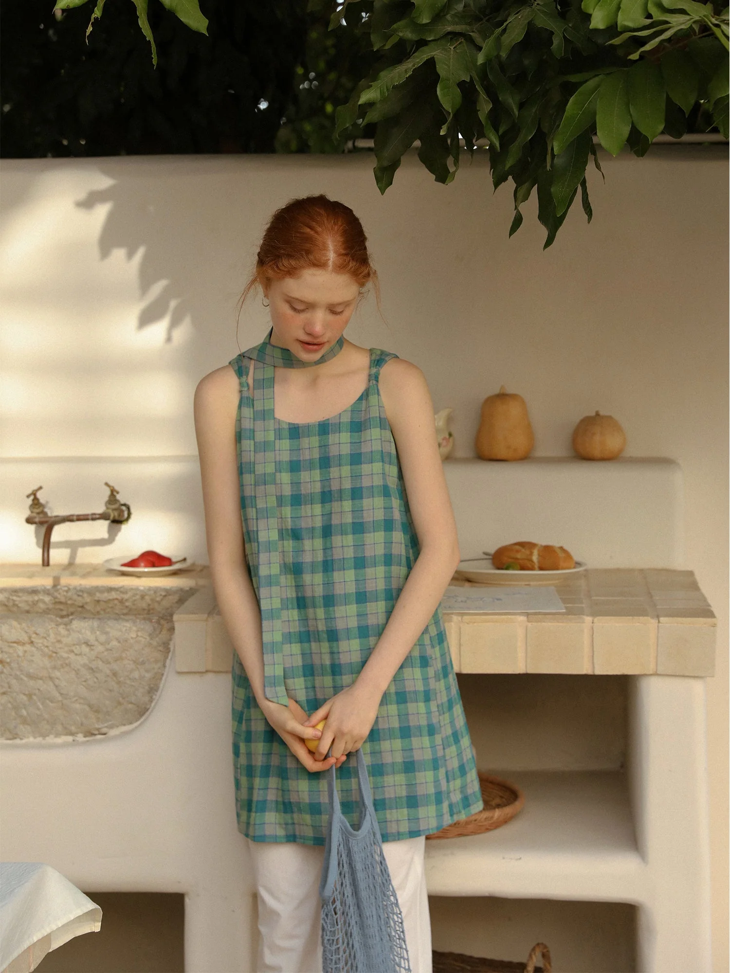 Plaid Knotted Vest Dress - Image 2