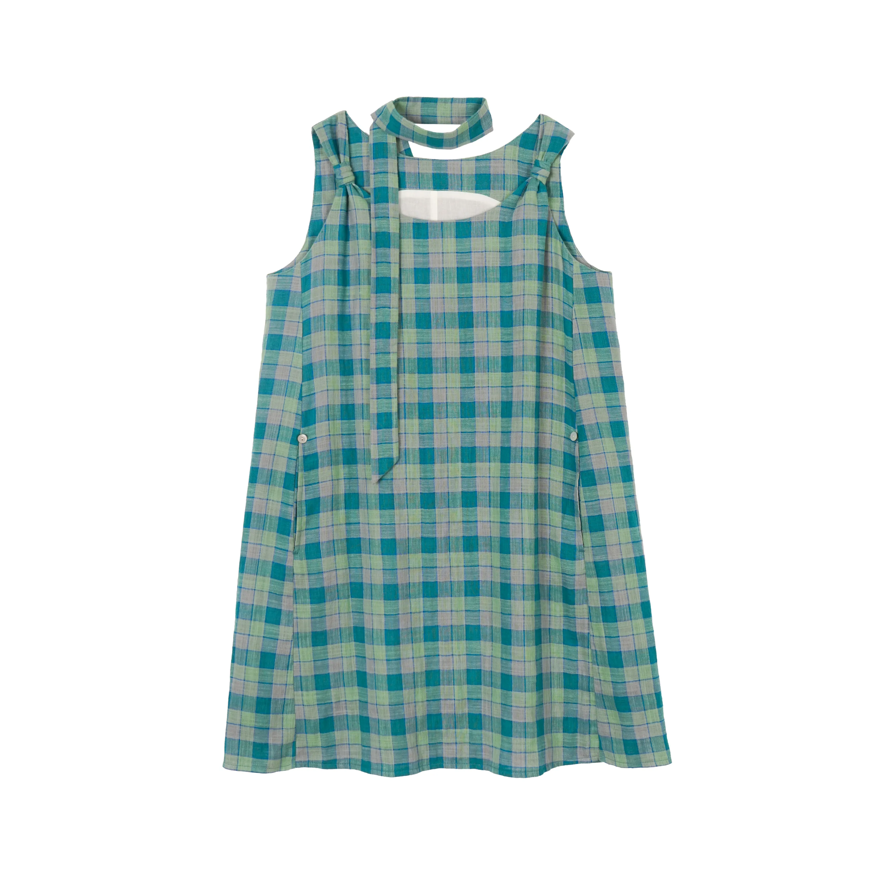 Plaid Knotted Vest Dress - Image 6