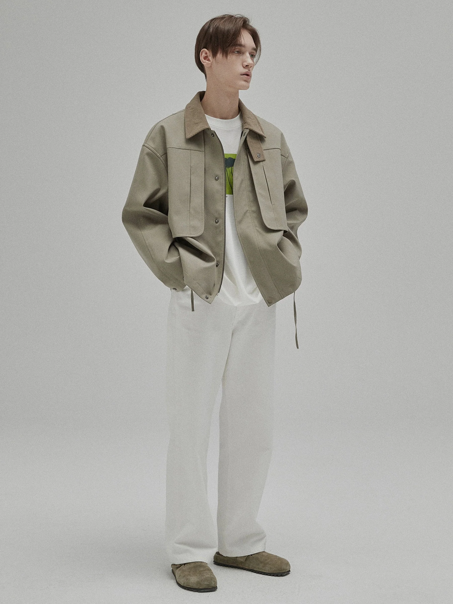 Plaid Stitch Straight Denim Trousers - Image 4