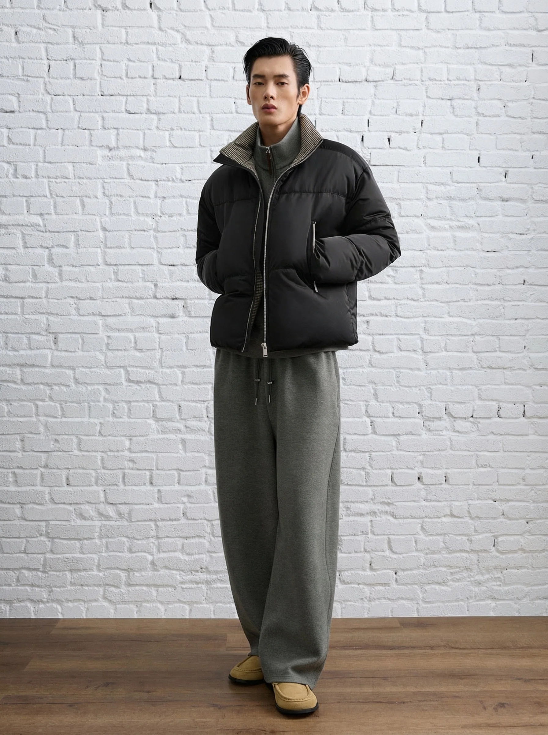 Plaid-Trim Down Puffer Jacket - Image 5