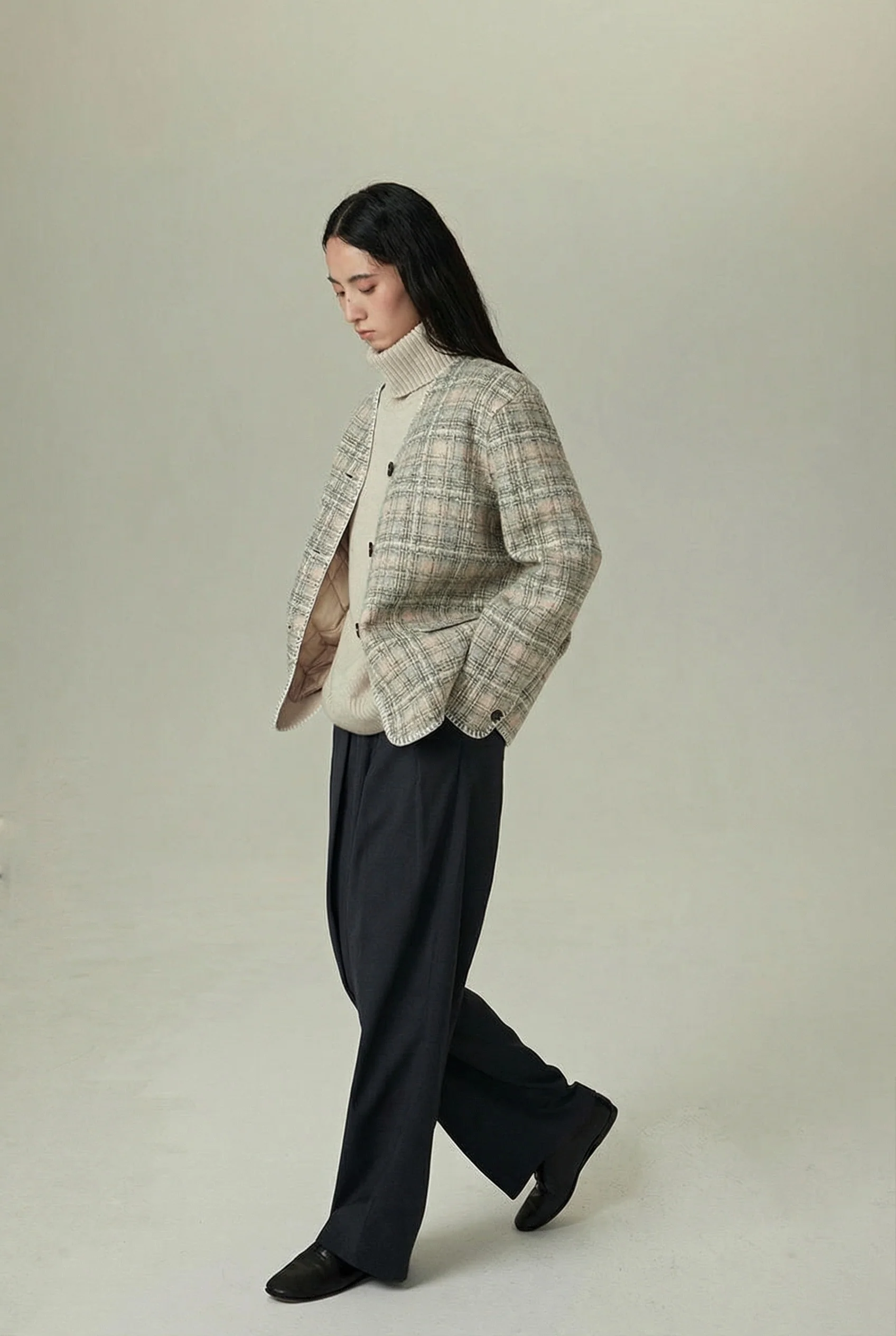 Plaid Trim Jacket - Image 2