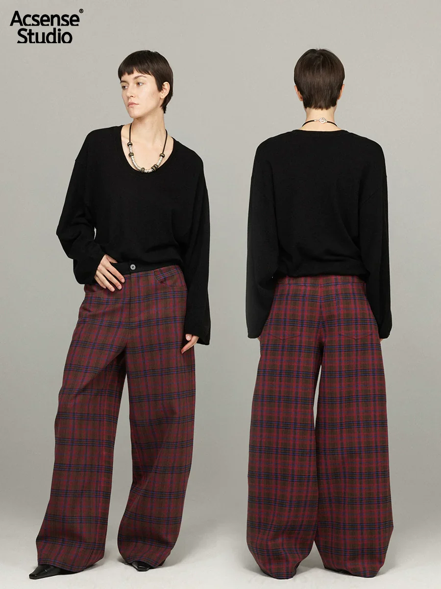 Plaid Wide-Leg Trousers - Image 2