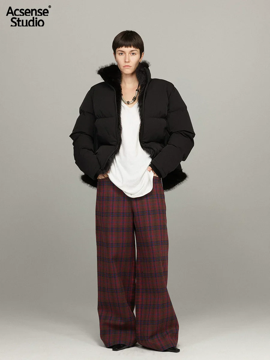 Plaid Wide-Leg Trousers - Image 3