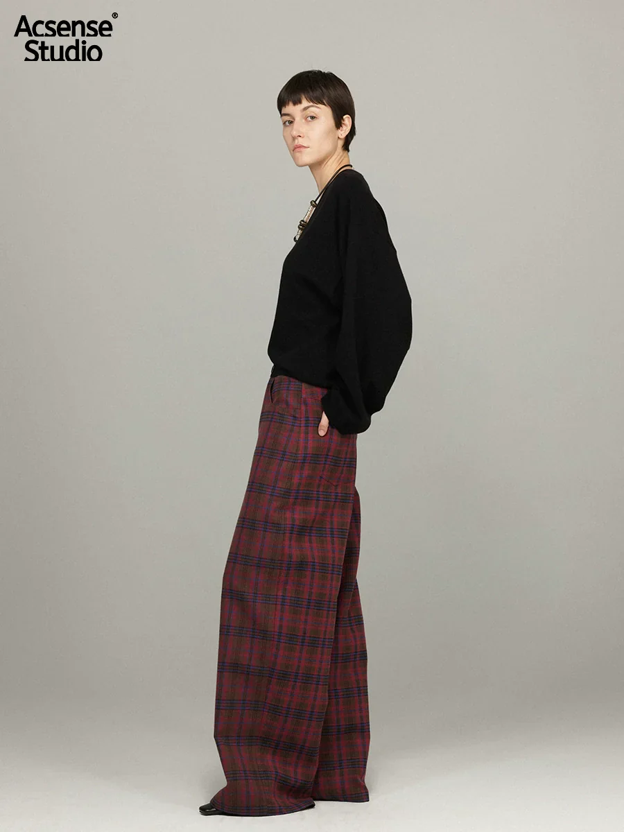 Plaid Wide-Leg Trousers - Image 4