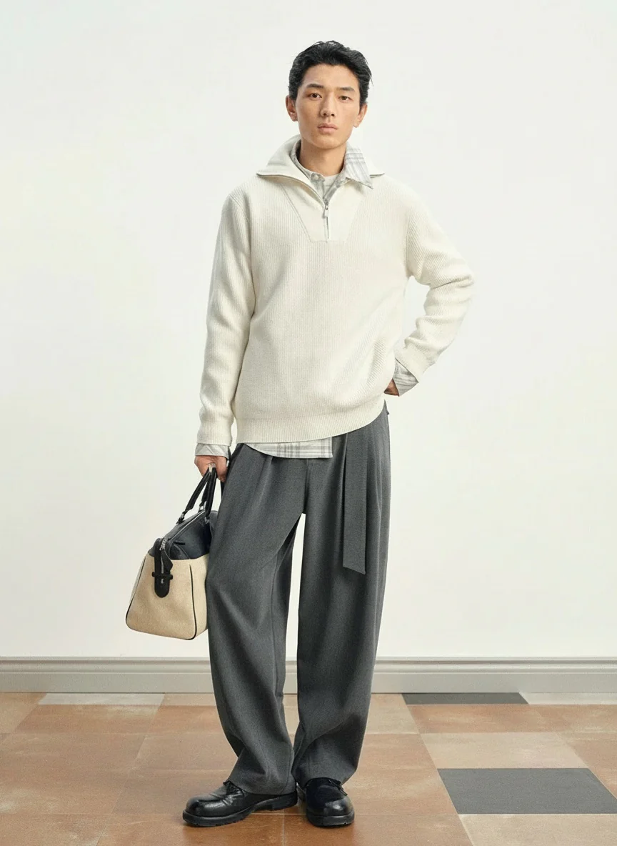 Pleated Belted Wool-Blend Trousers - Image 4