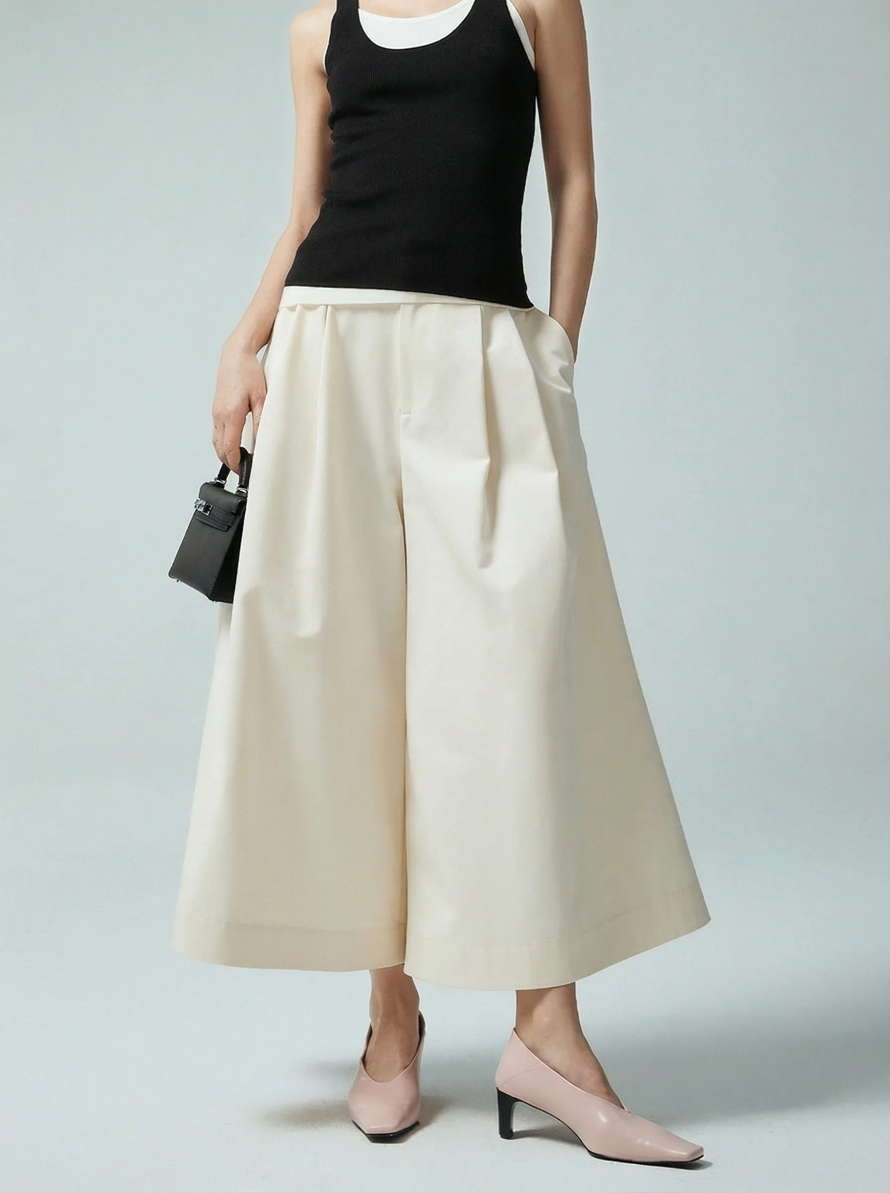 Pleated Culotte Pants
