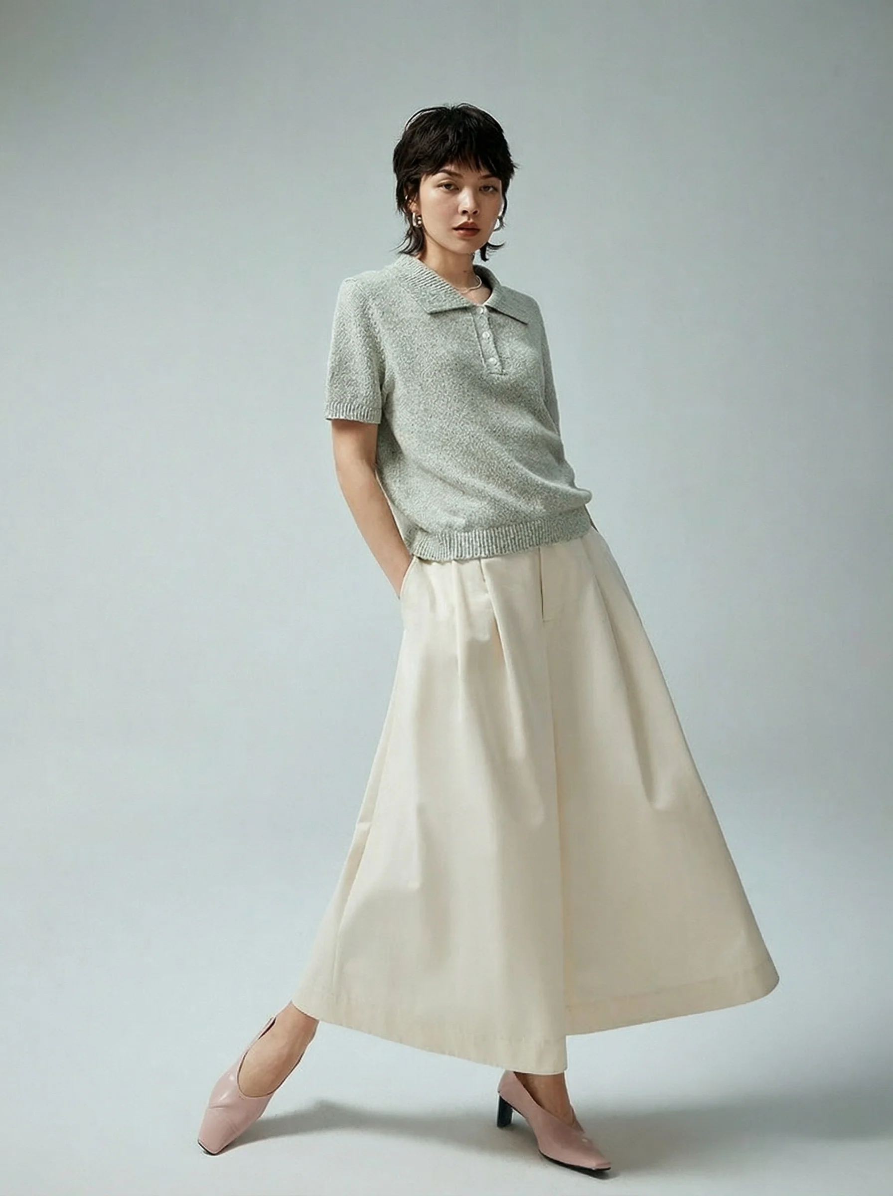 Pleated Culotte Pants - Image 3