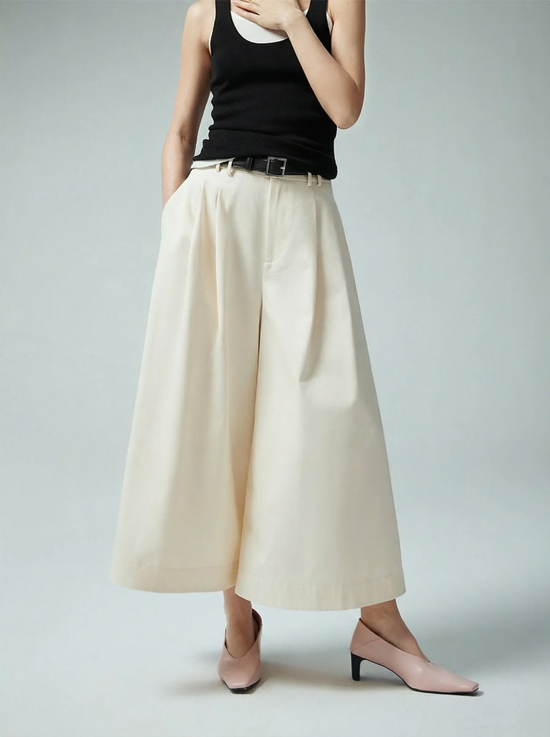 Pleated Culotte Pants - Image 4