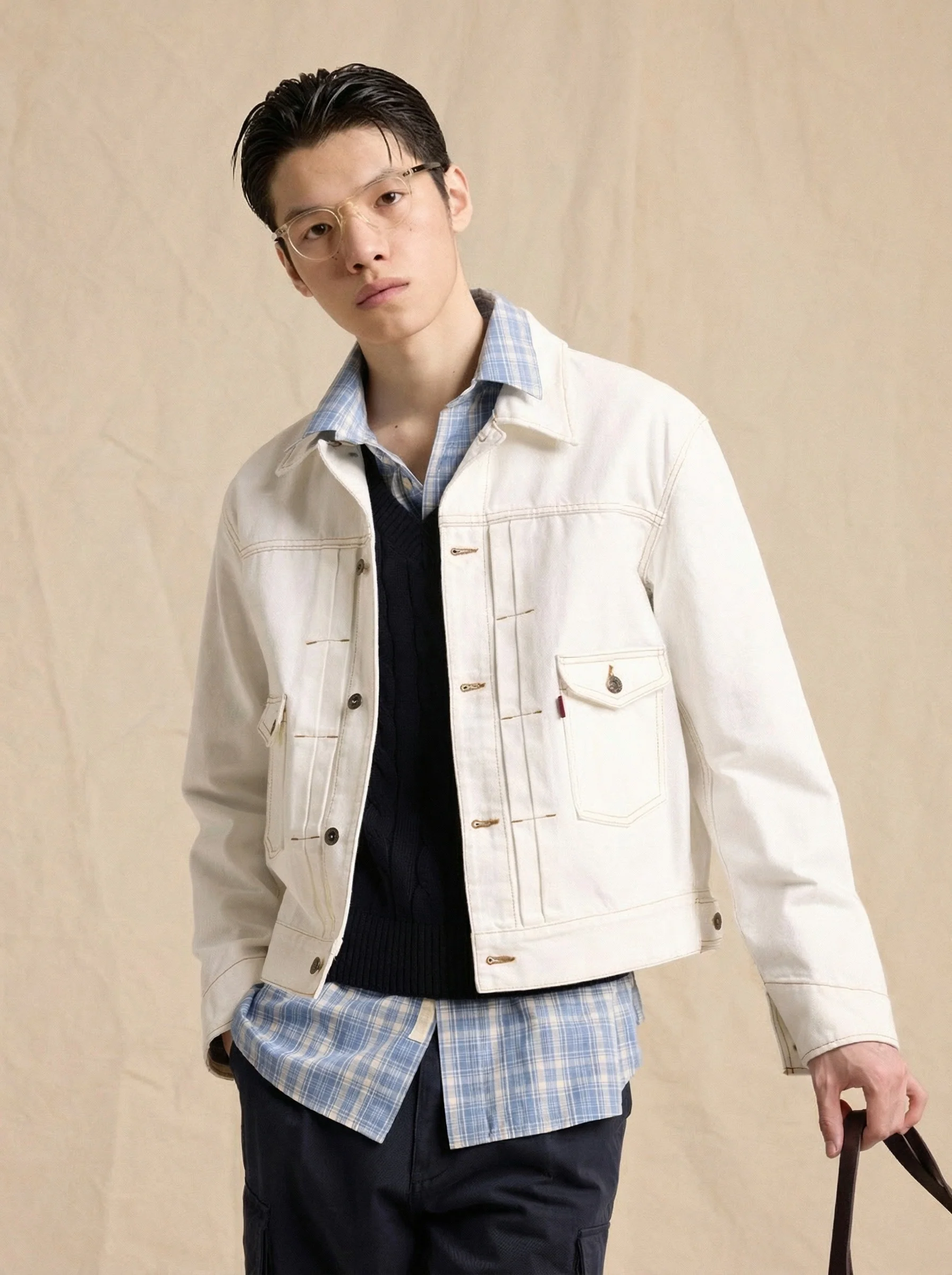 Pleated Denim Jacket - Image 2
