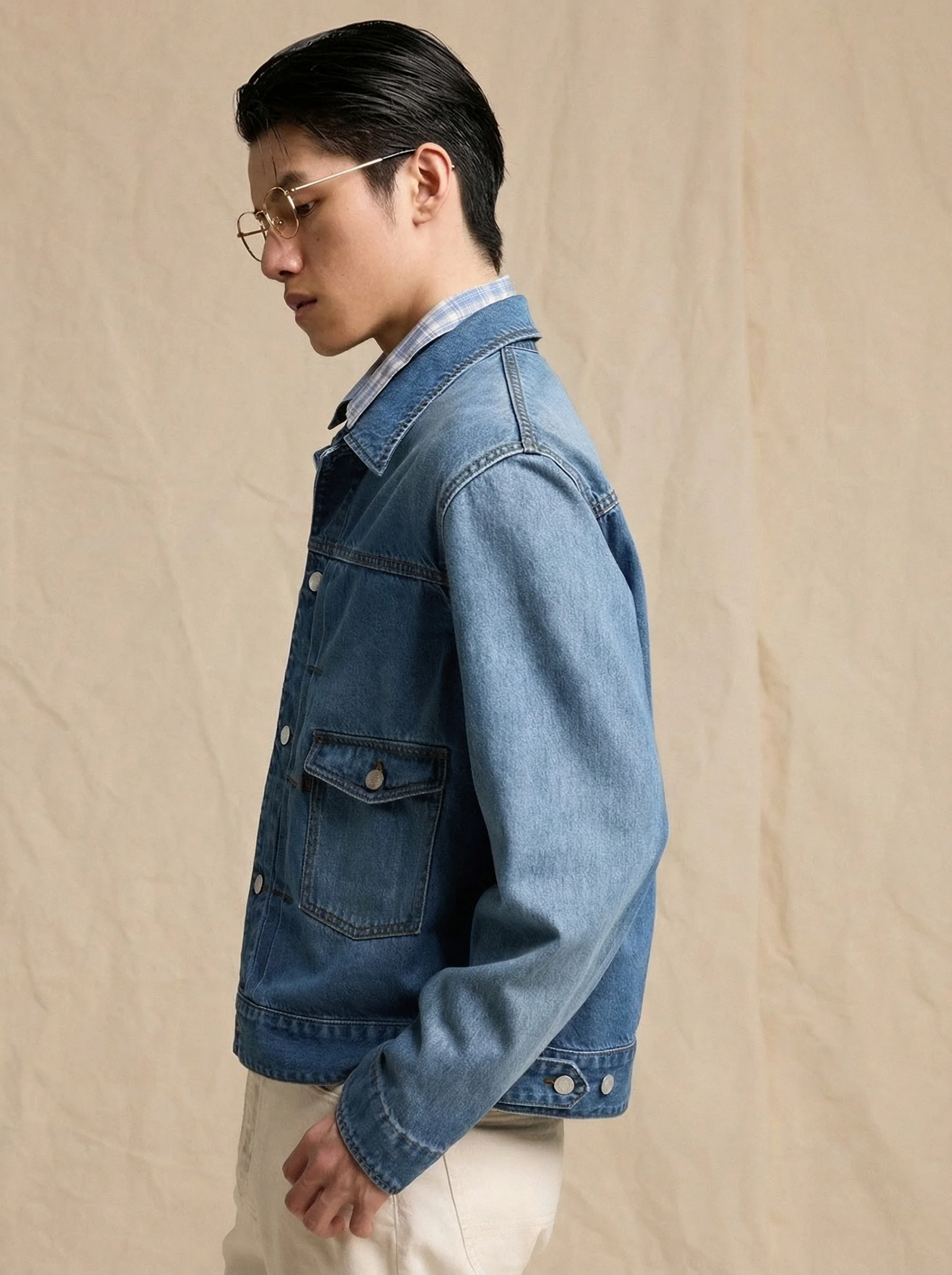 Pleated Denim Jacket - Image 4